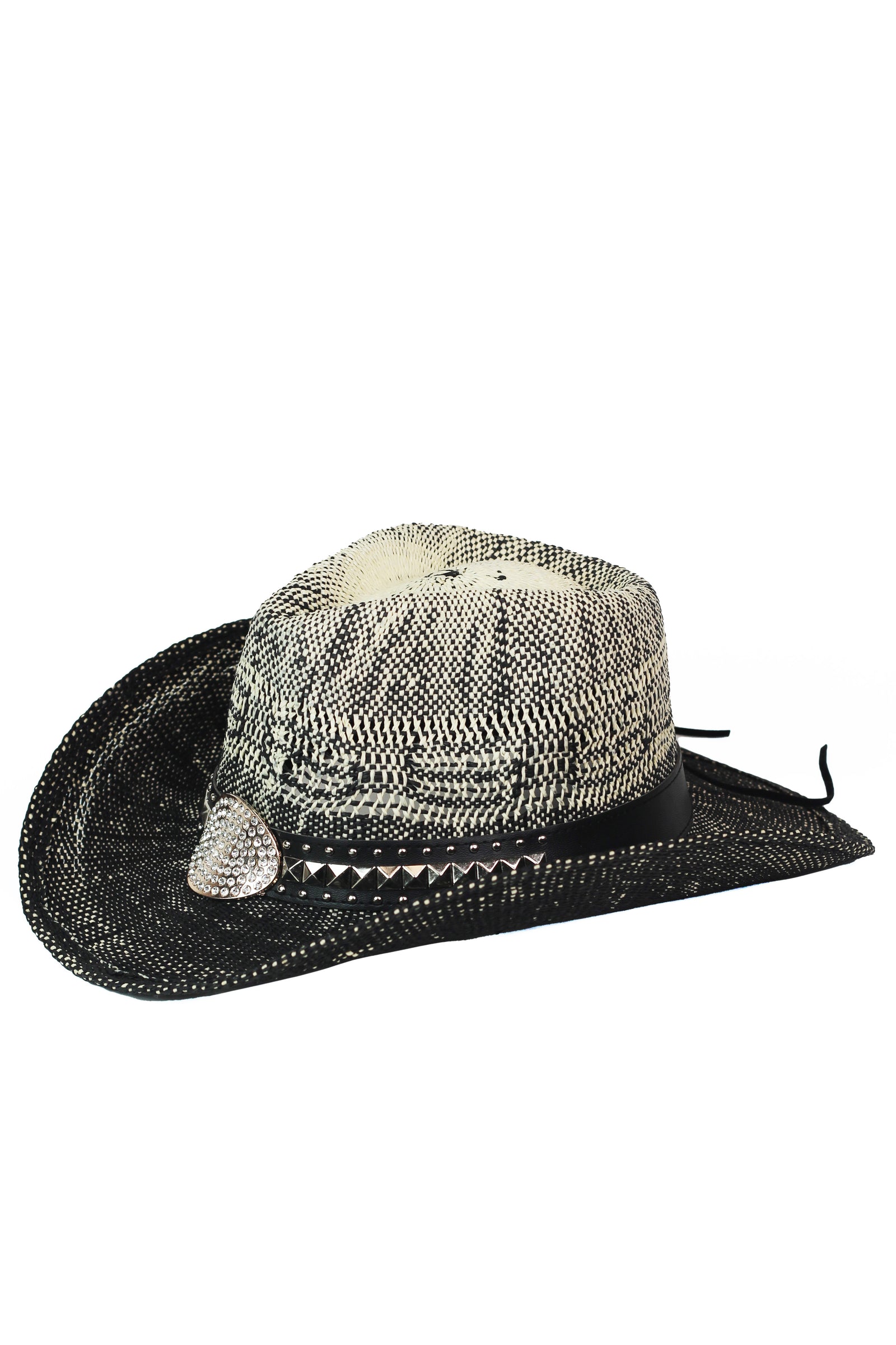 Ombre Straw Cowboy Hat w/ Stud & Rhinestone Trim