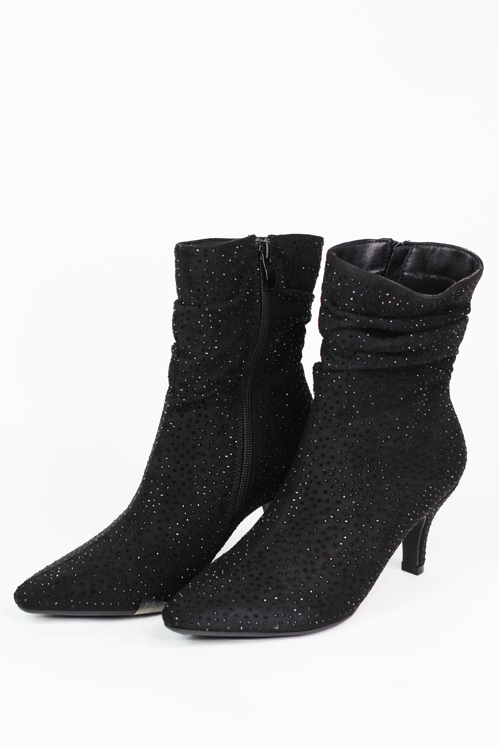 Slouch Rhinestone Ankle Bootie 3 inch heel