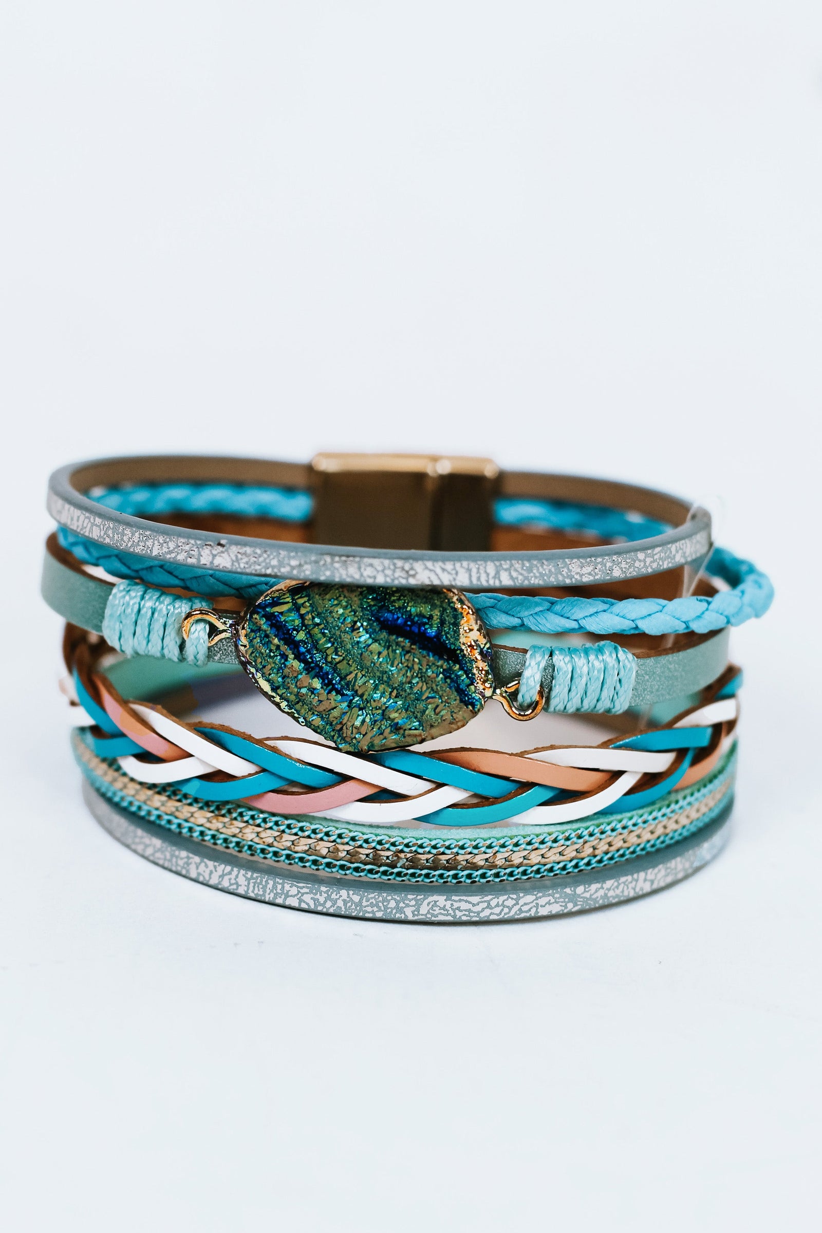 Multi Strand Magnetic Bracelet w/ Stone Center