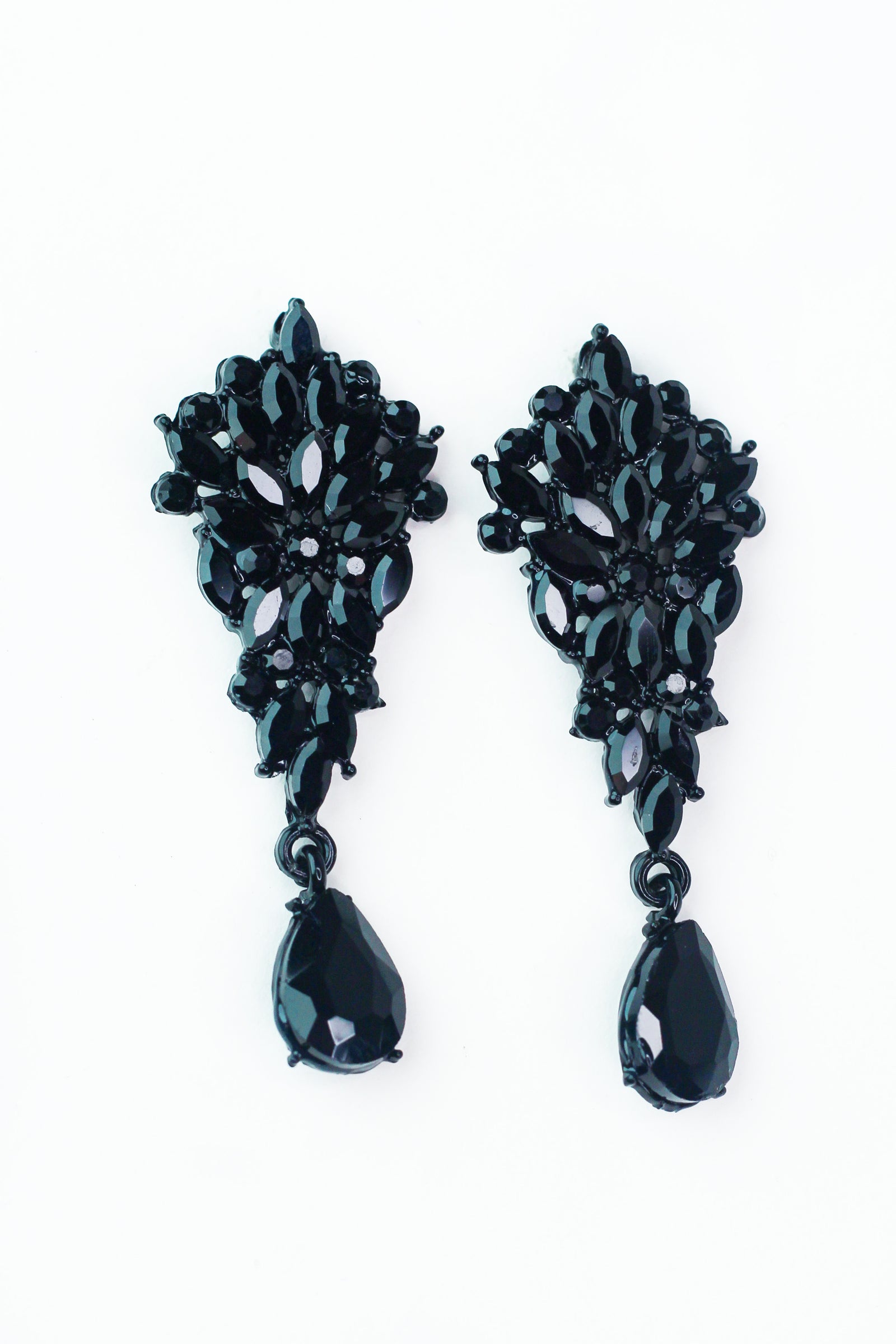 Small Almond & Stone Cluster Teardrop Dangle Earring