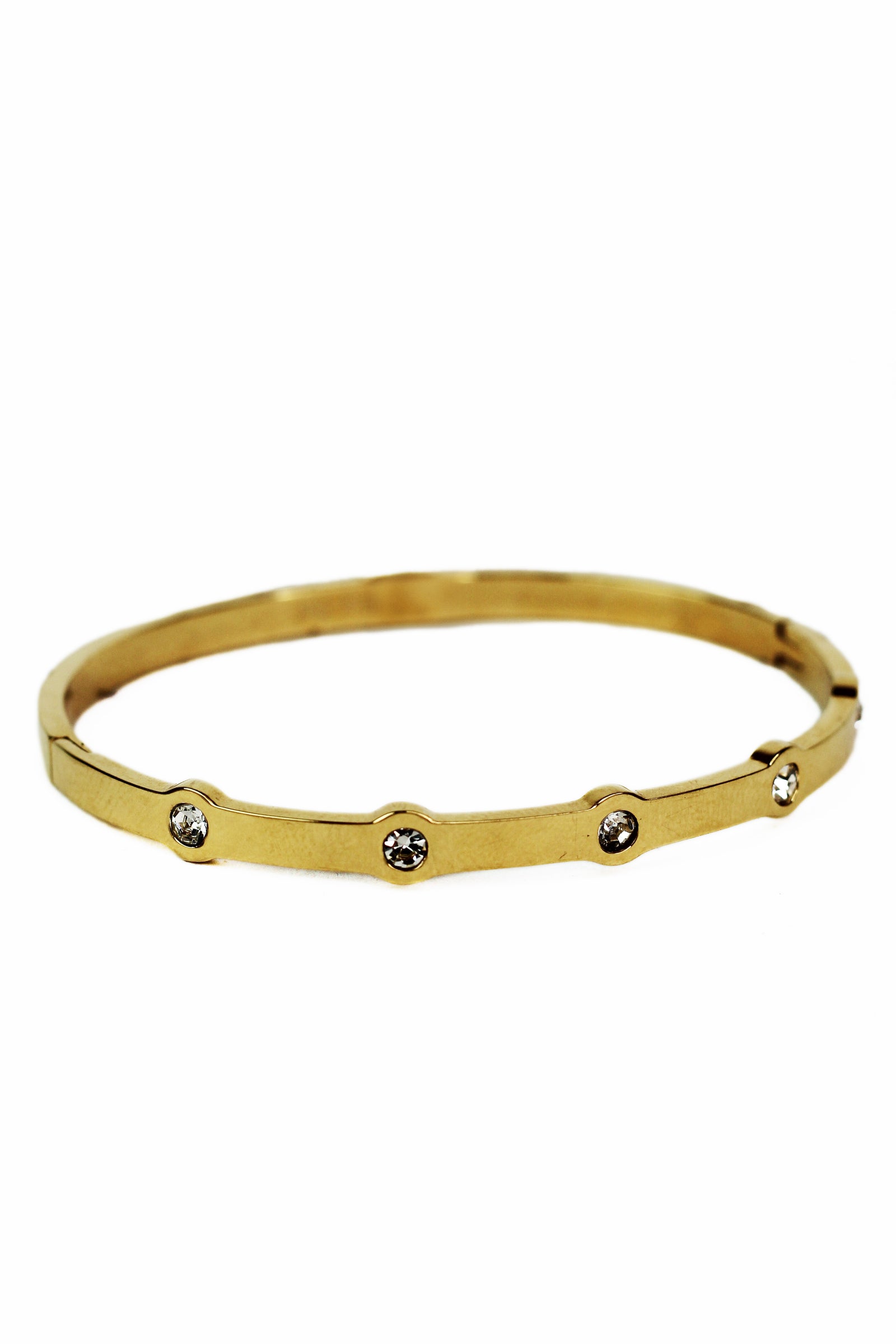 Five Spaced Stones Thin Metal Bangle