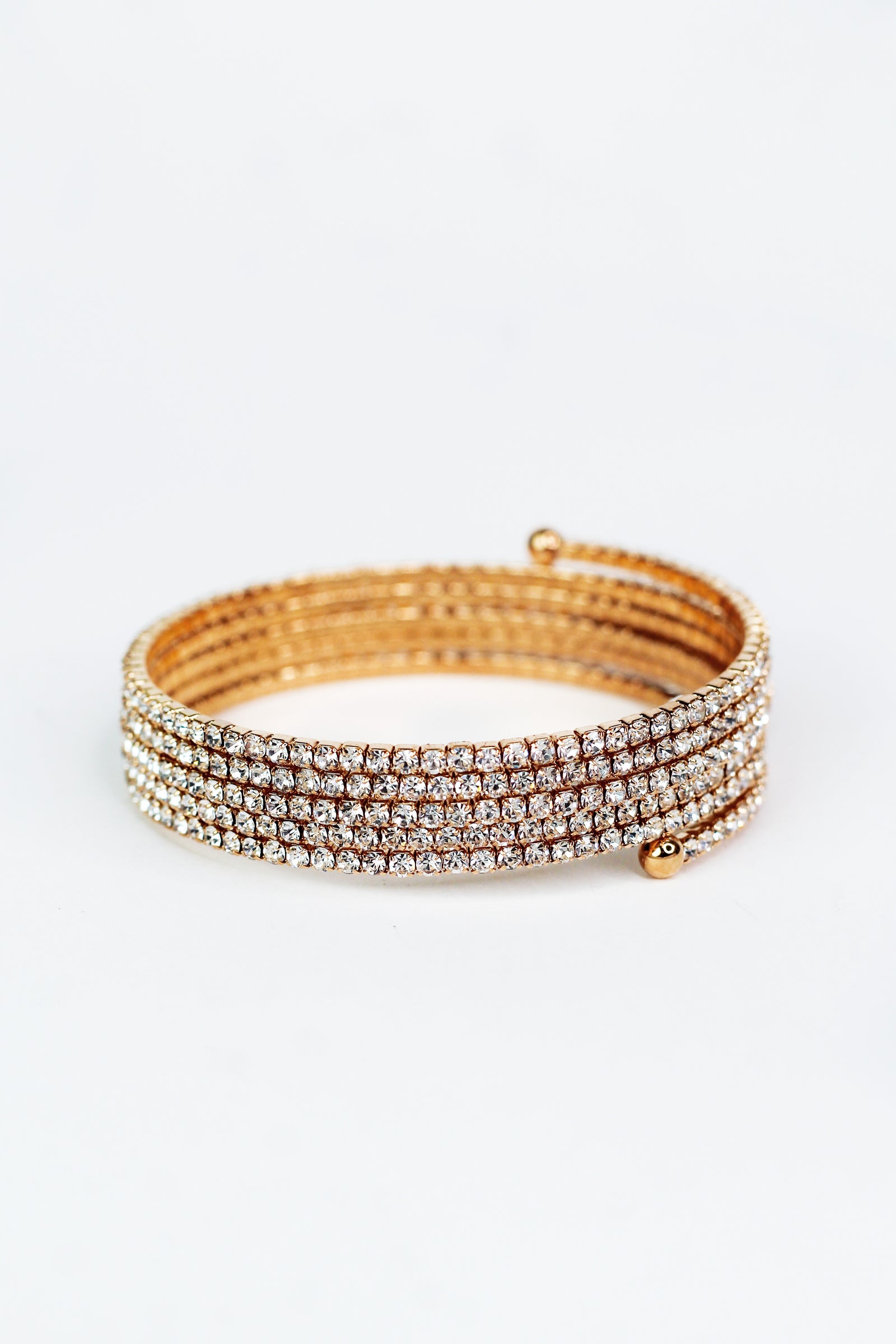 Thin Rhinestone 5 Row Coil Bracelet - Glitz & Ears Boutique