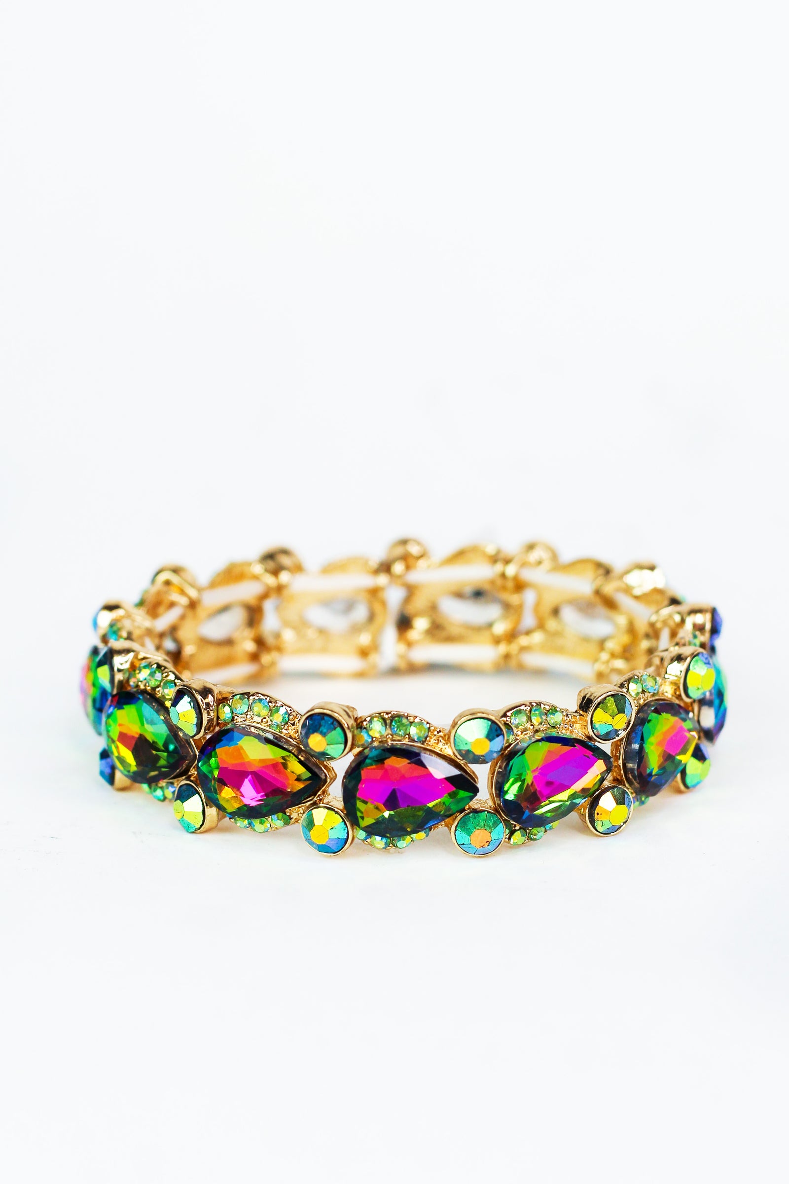 Sideway Teardrop Spaced Two Stones Bracelet