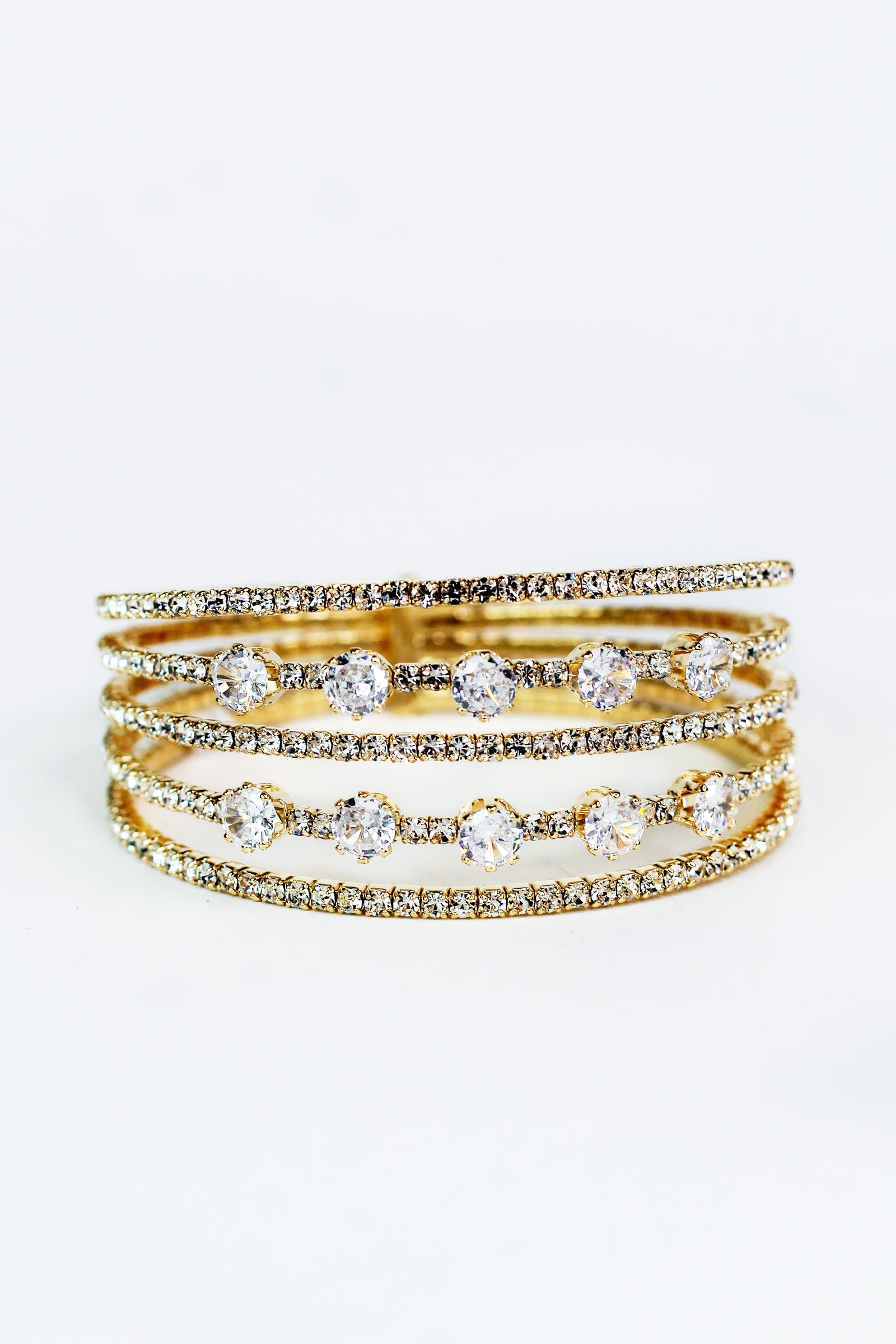 Five Row Two Spaced Stone Rows Middle Cuff - Glitz & Ears Boutique