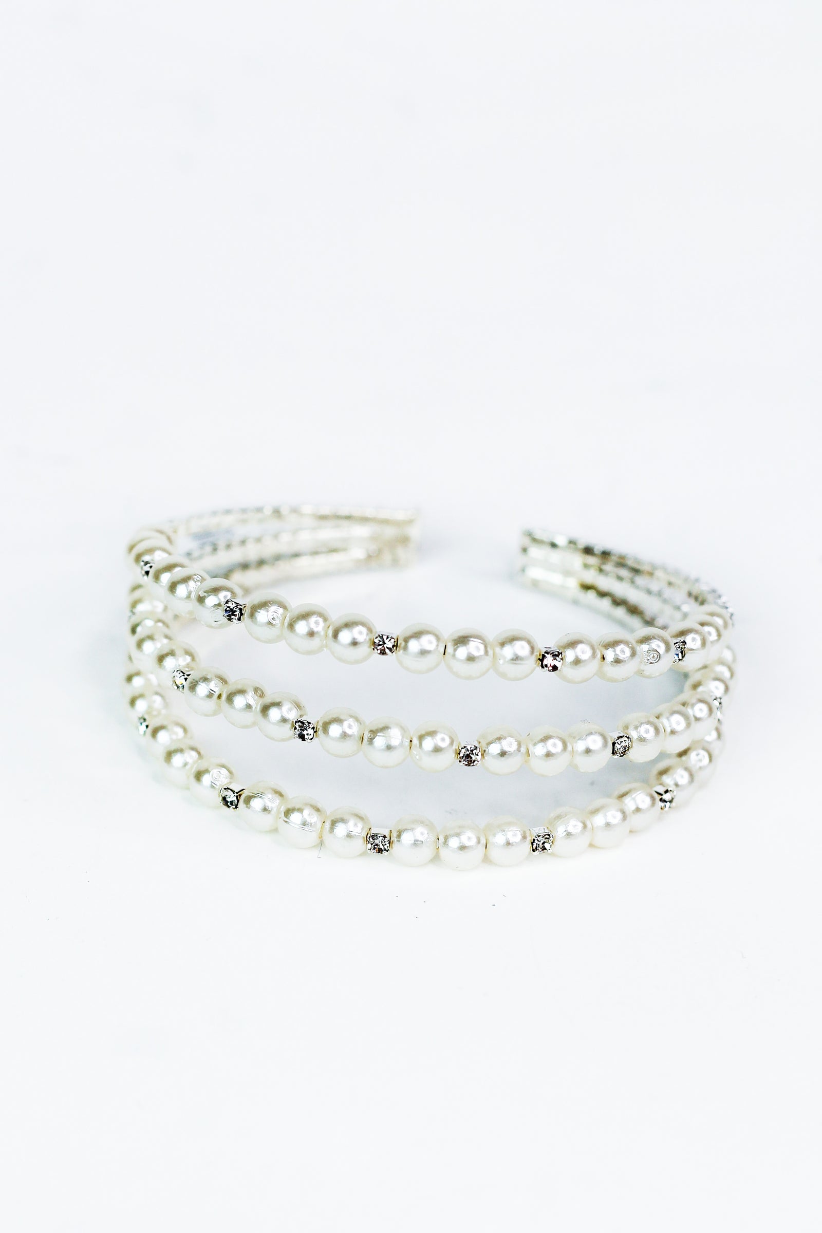 Three Row Three Pearl & Stone Alternate Cuff - Glitz & Ears Boutique