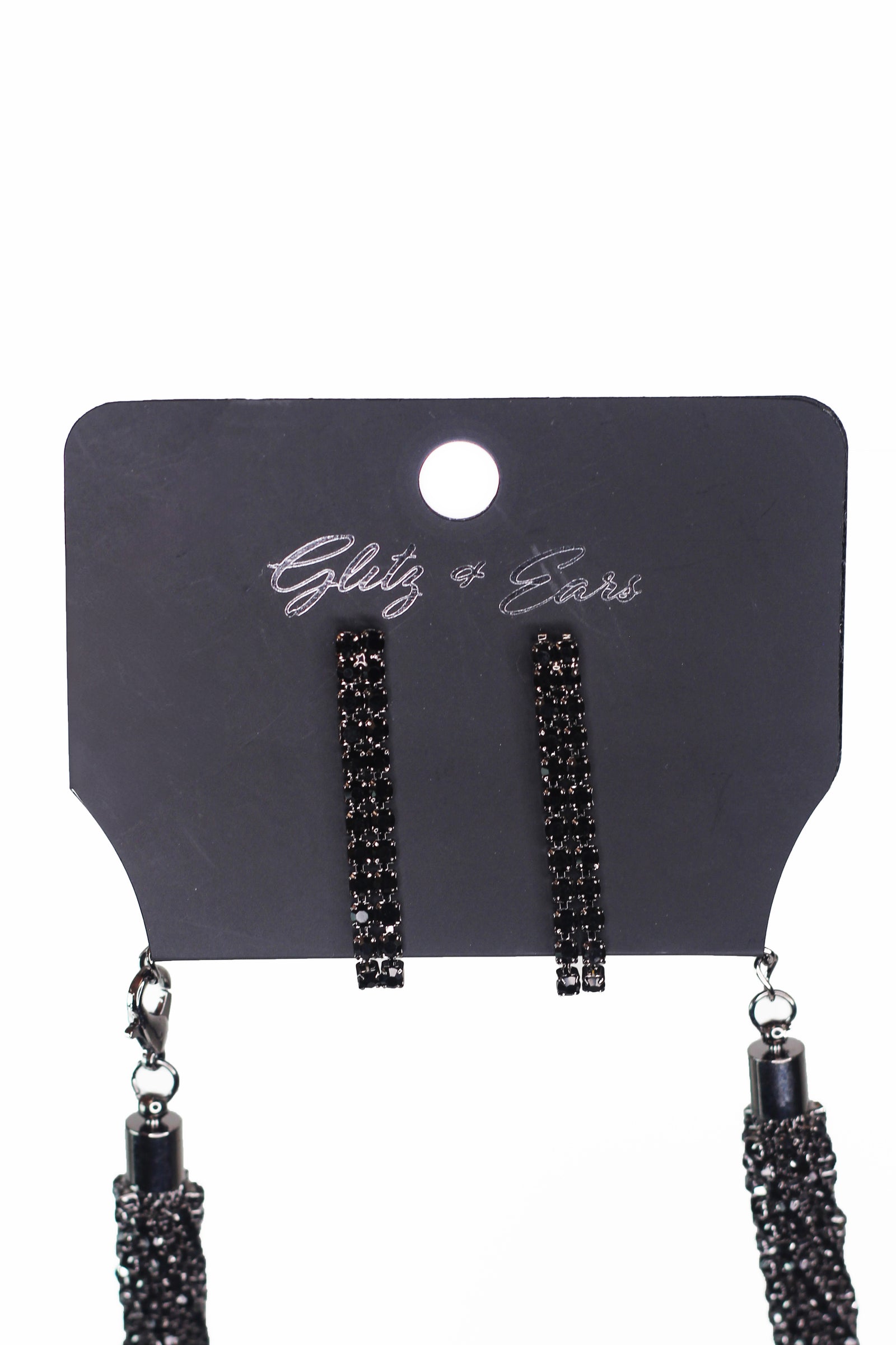 Thick All Rhinestone Slant Chain Necklace