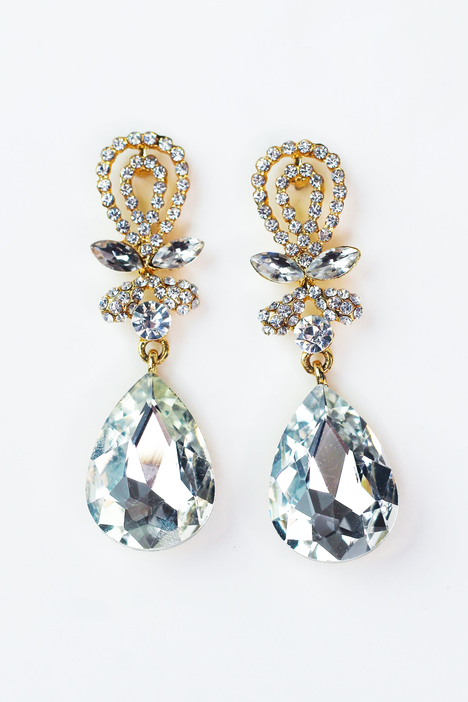 Open Pave Loop & Cluster Teardrop Earrings