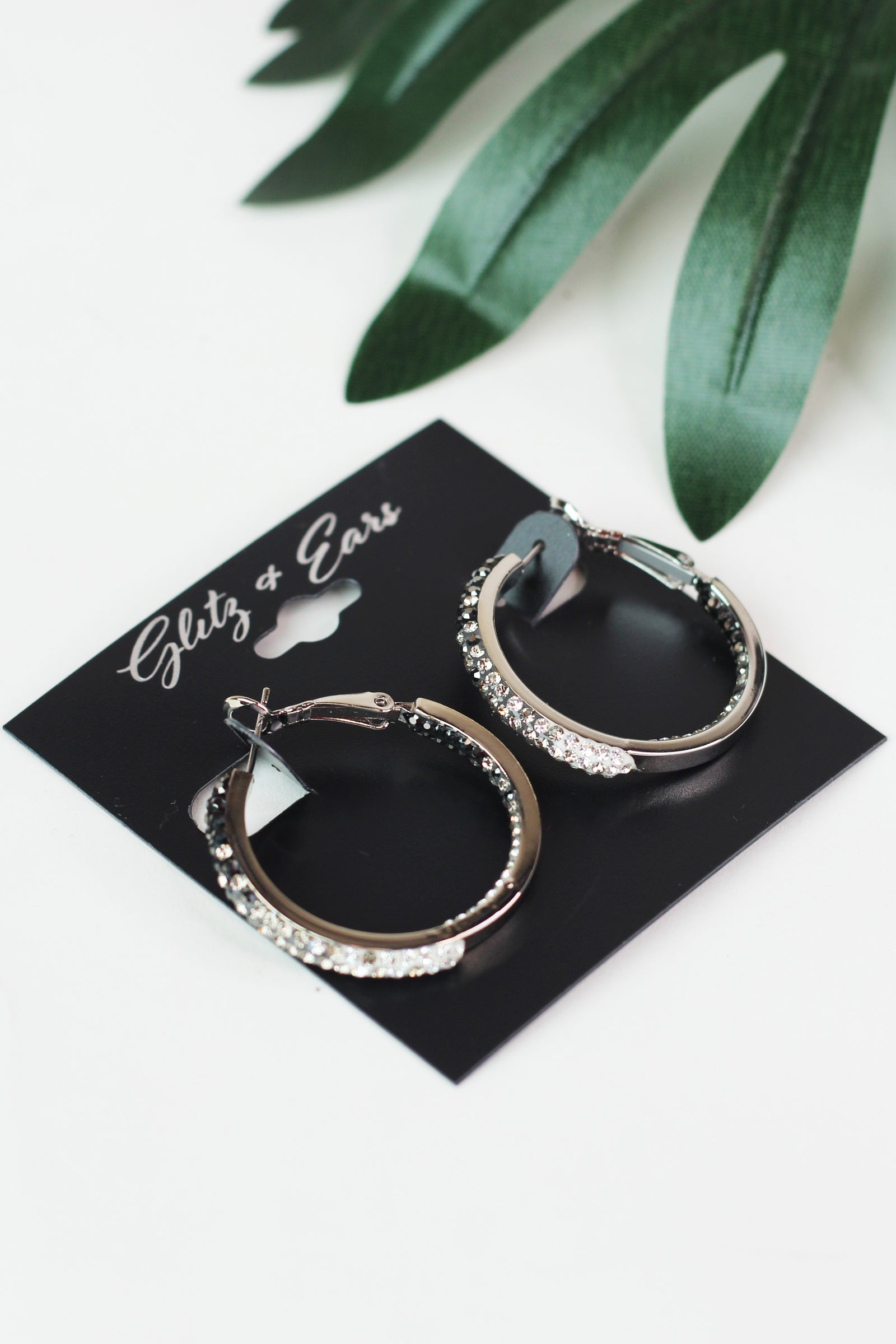 Medium Fade Rhinestone Hoops