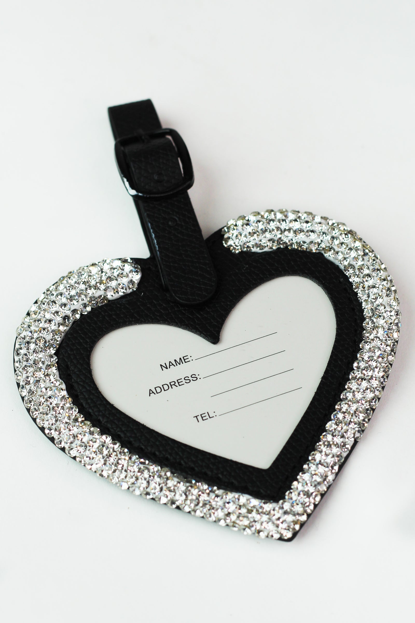 Rhinestone Trimmed Heart Luggage Tag