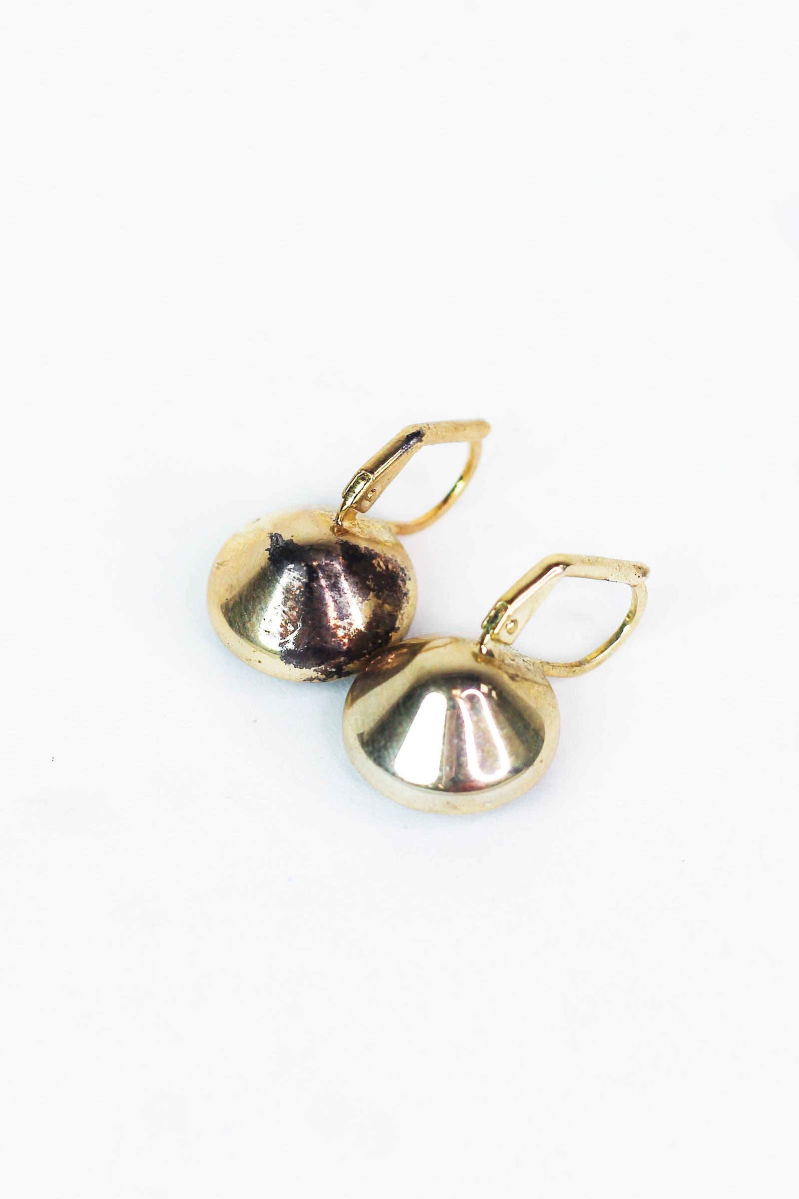 Large Stone Lever Back Gold Earrings (SALE)