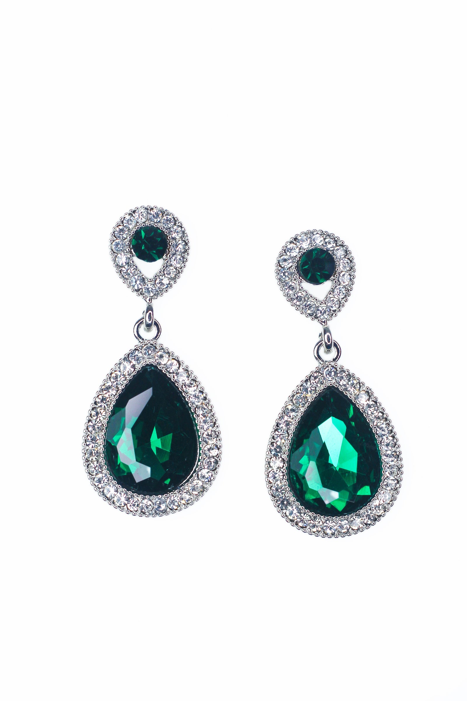 Teardrop & Rhinestone Trim Earring