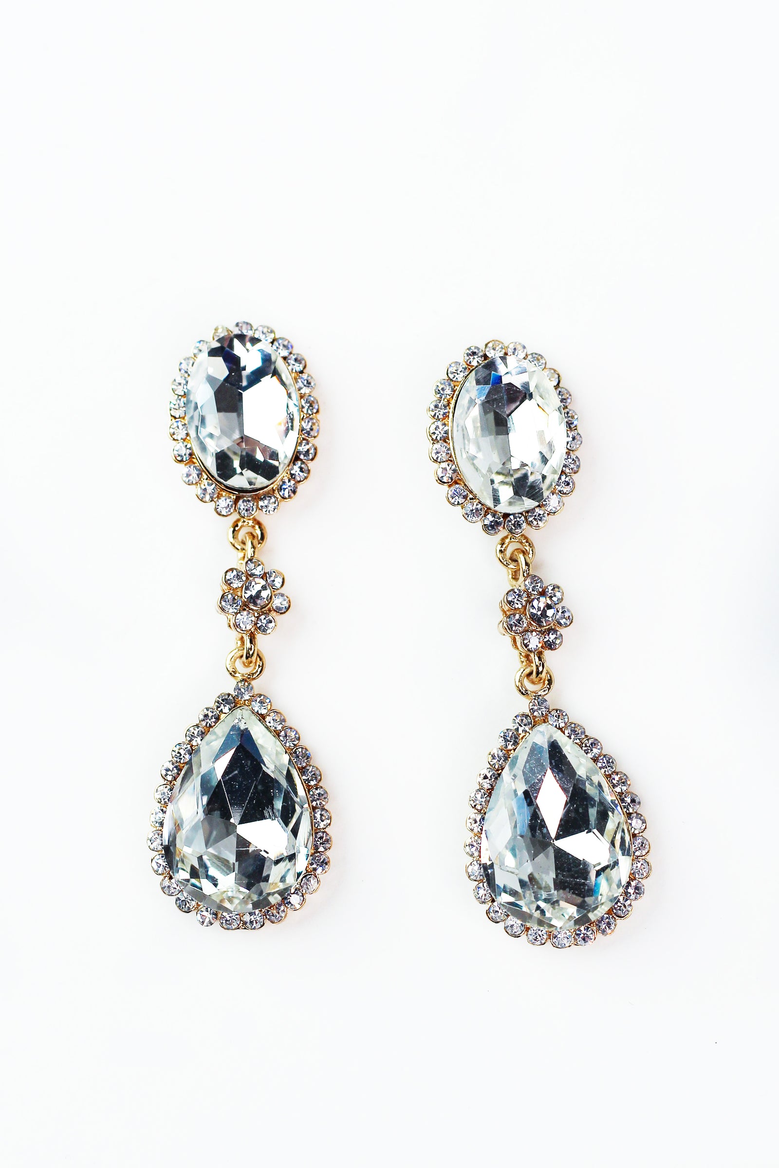 Oval, Flower, Teardrop Earring