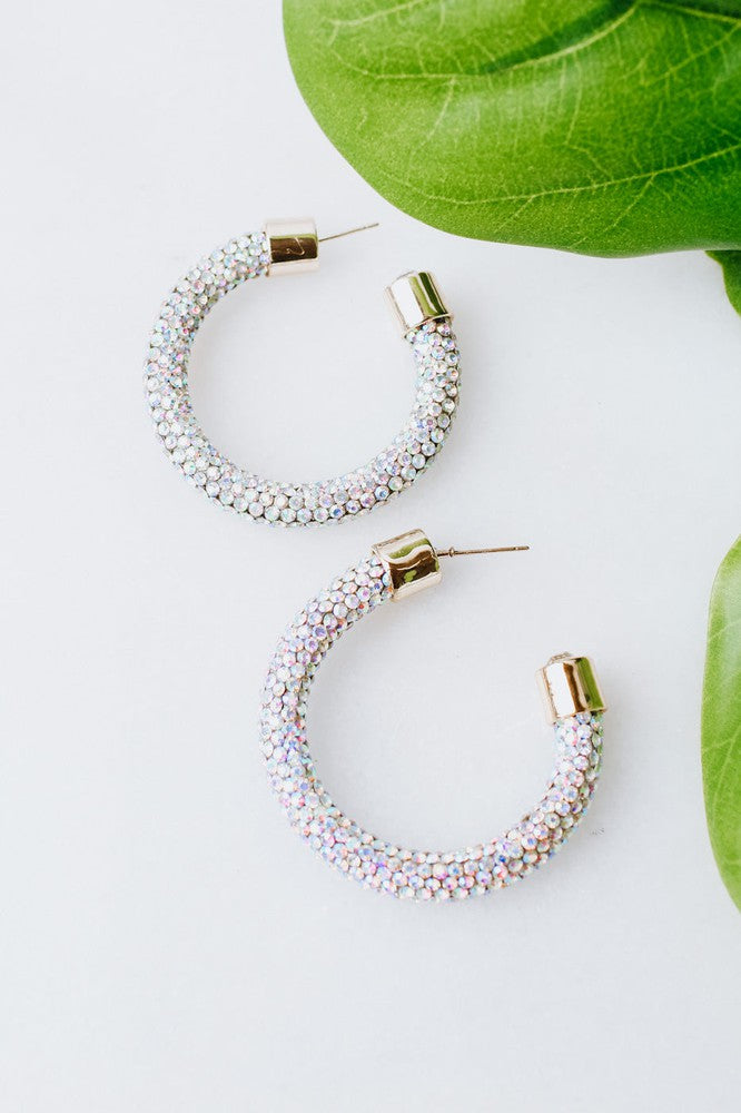 Medium All Rhinestone Hoop