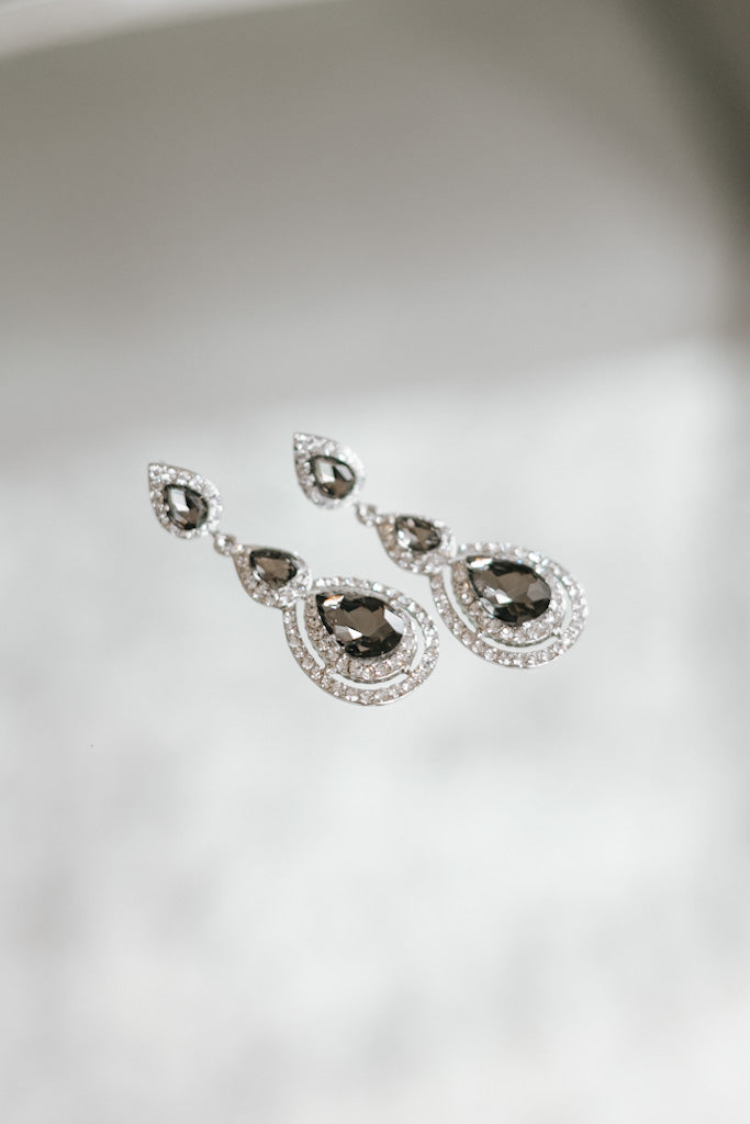 3 Teardrop 2 Rhinestone Trim Bottom Earrings - Glitz & Ears Boutique