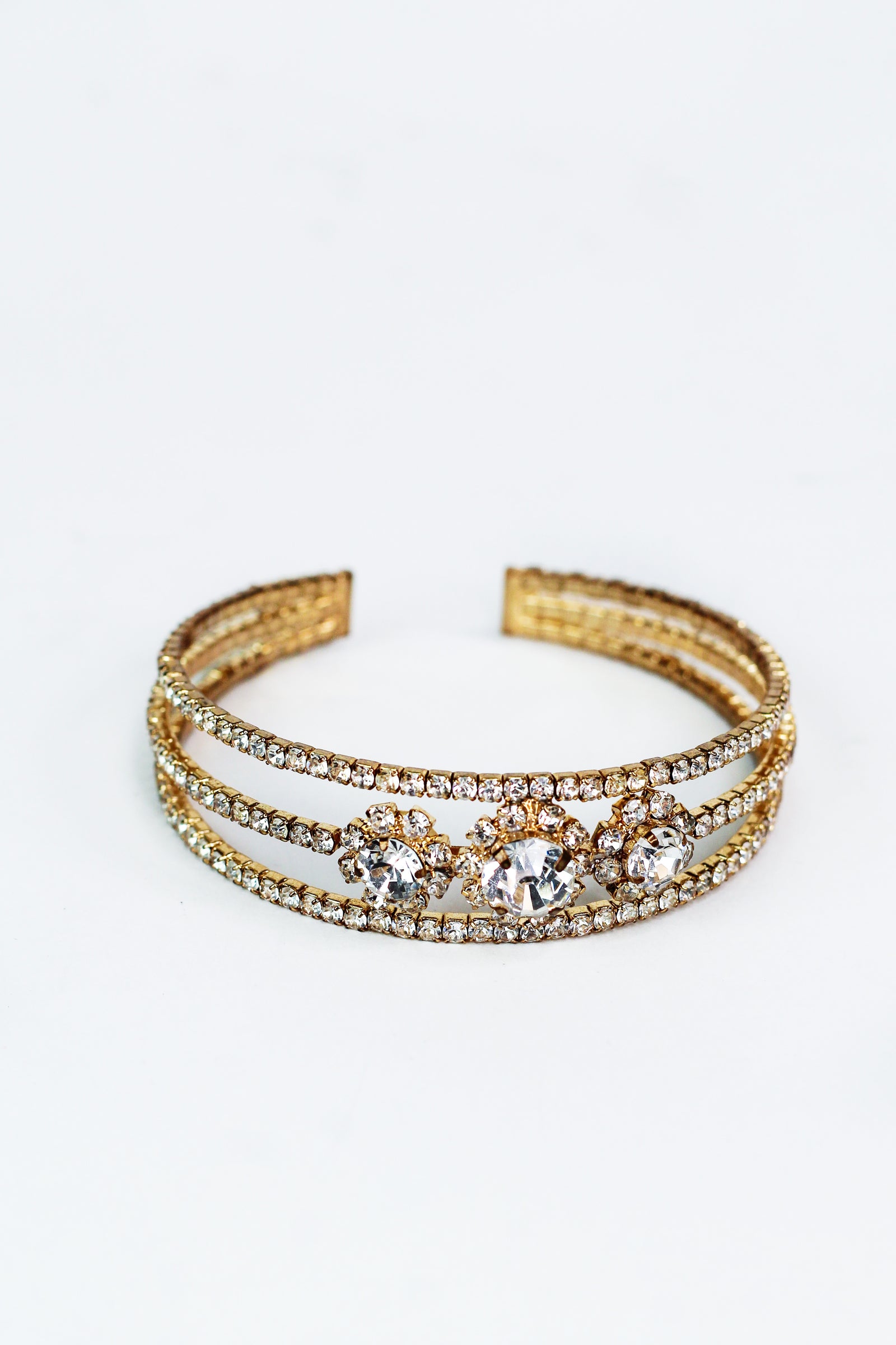 3 Row 3 Flower Middle Cuff Bracelet - Glitz & Ears Boutique