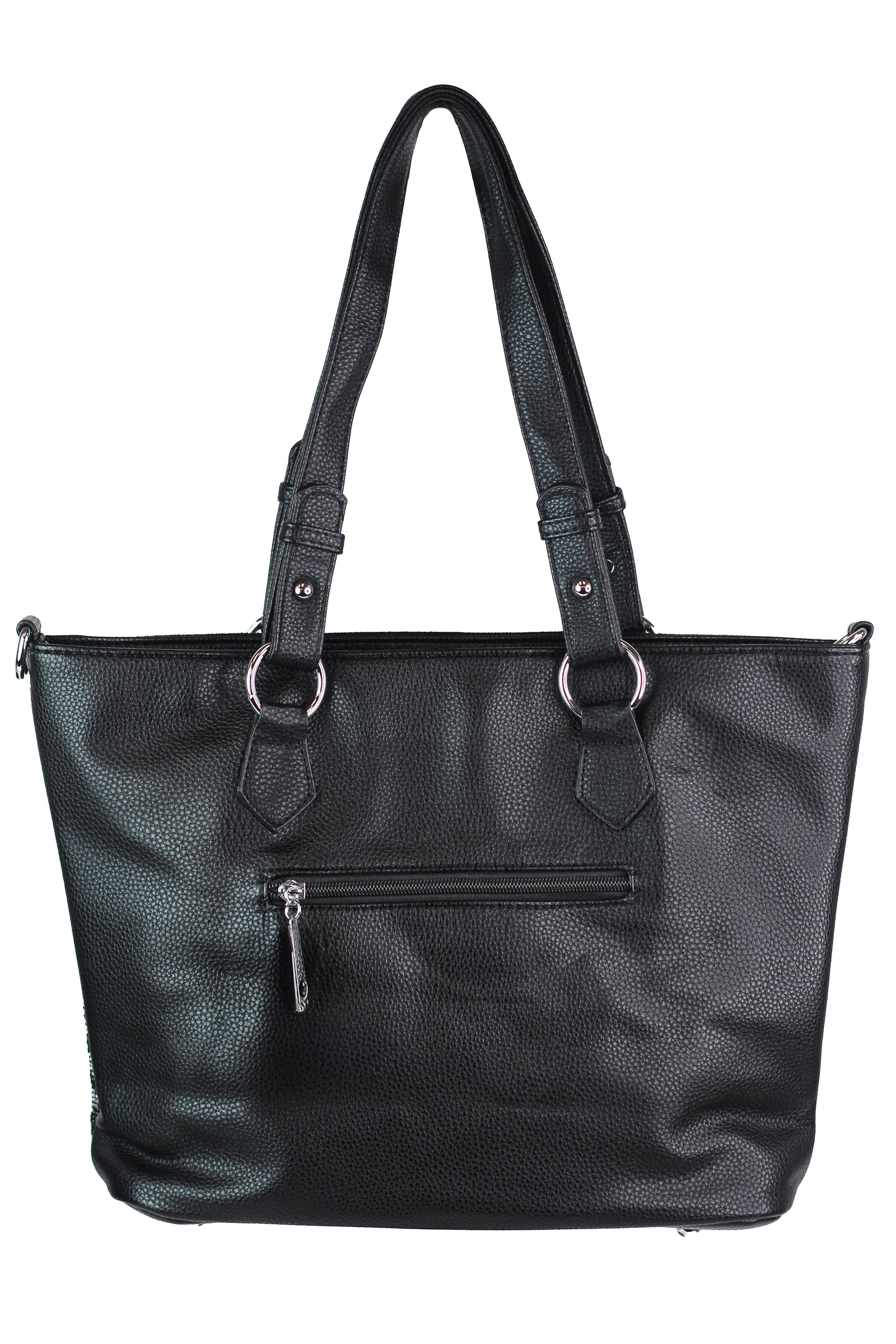 Woven Look Rhinestone Design Handbag w/ Tassel