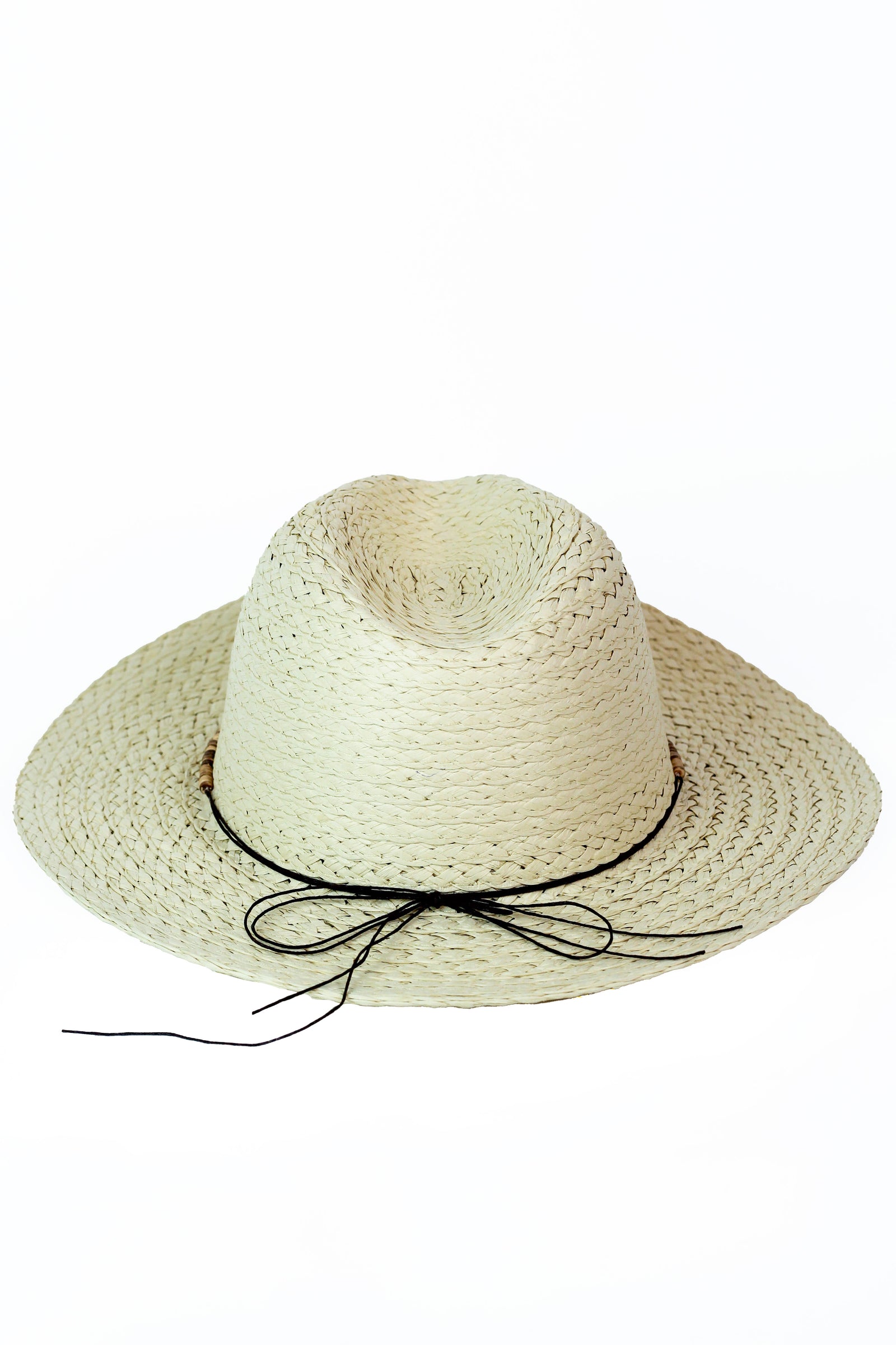 Panama Straw Hat w/ Stone Bead & Turquoise Accent Trim Band