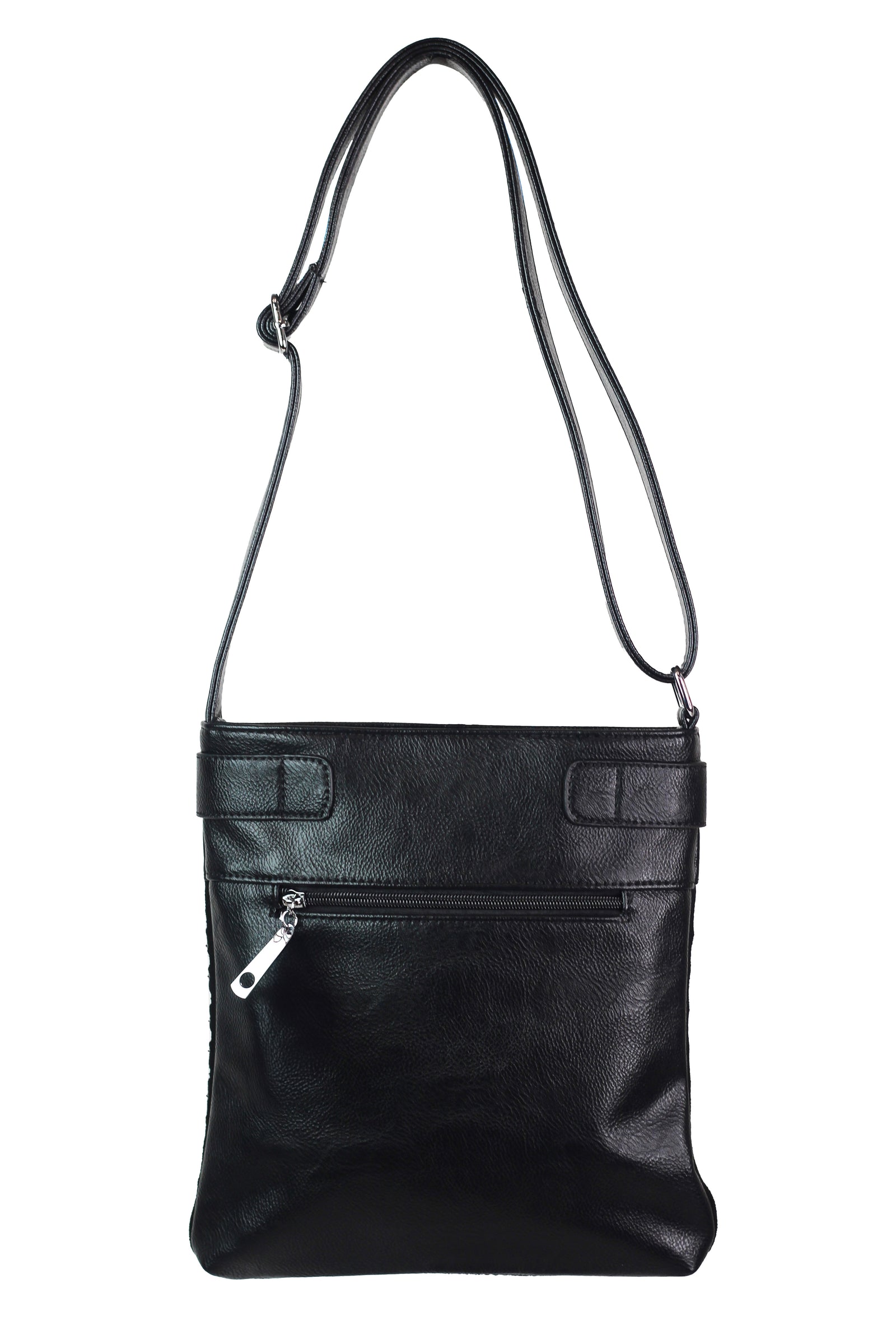 Diamond Cutouts and Square & Round Stones Front Messenger Bag