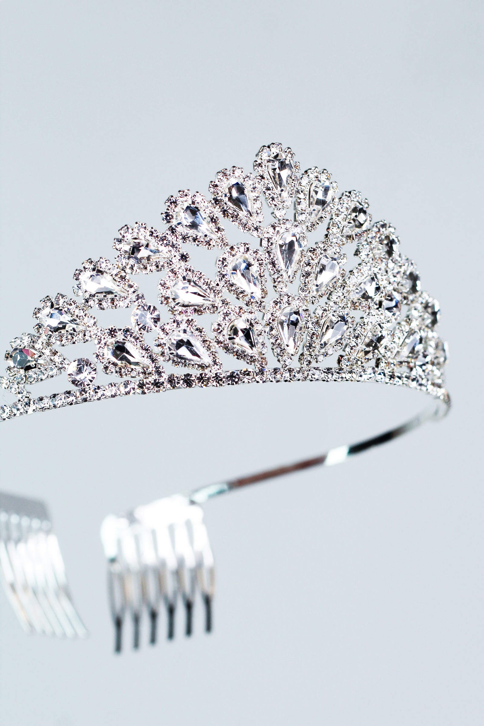 Pave Trimmed Teardrops Tiara - Glitz & Ears Boutique