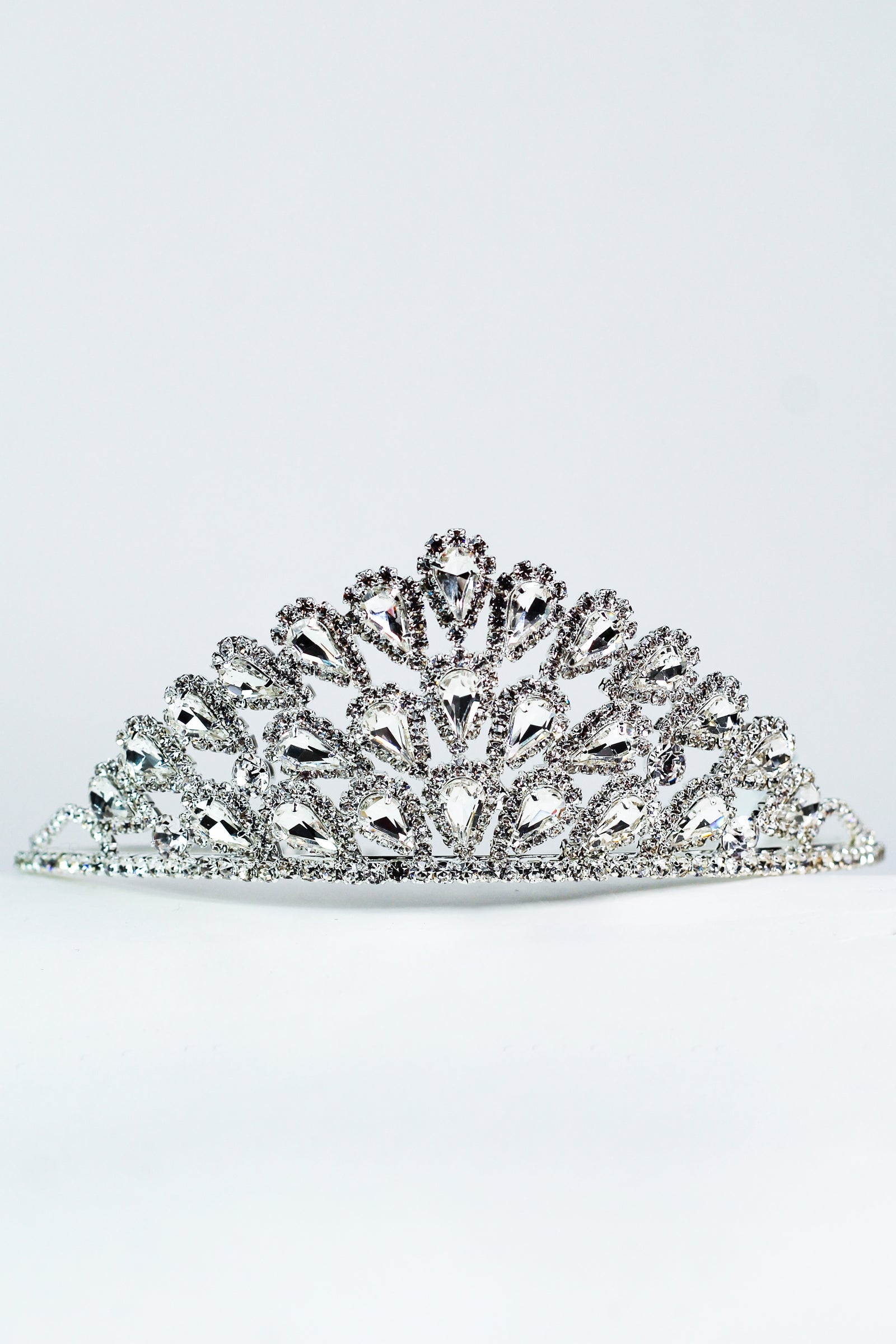 Pave Trimmed Teardrops Tiara - Glitz & Ears Boutique