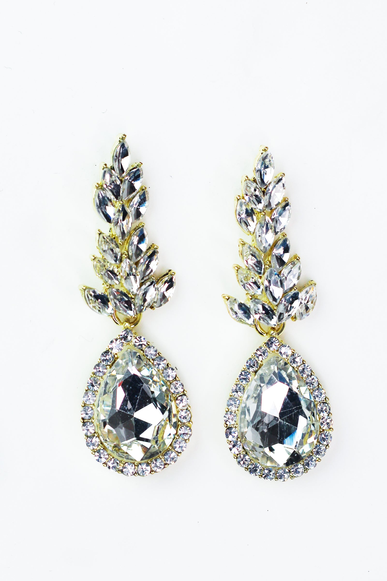 Marquis & Pear Stone With Halo Dangle Earring