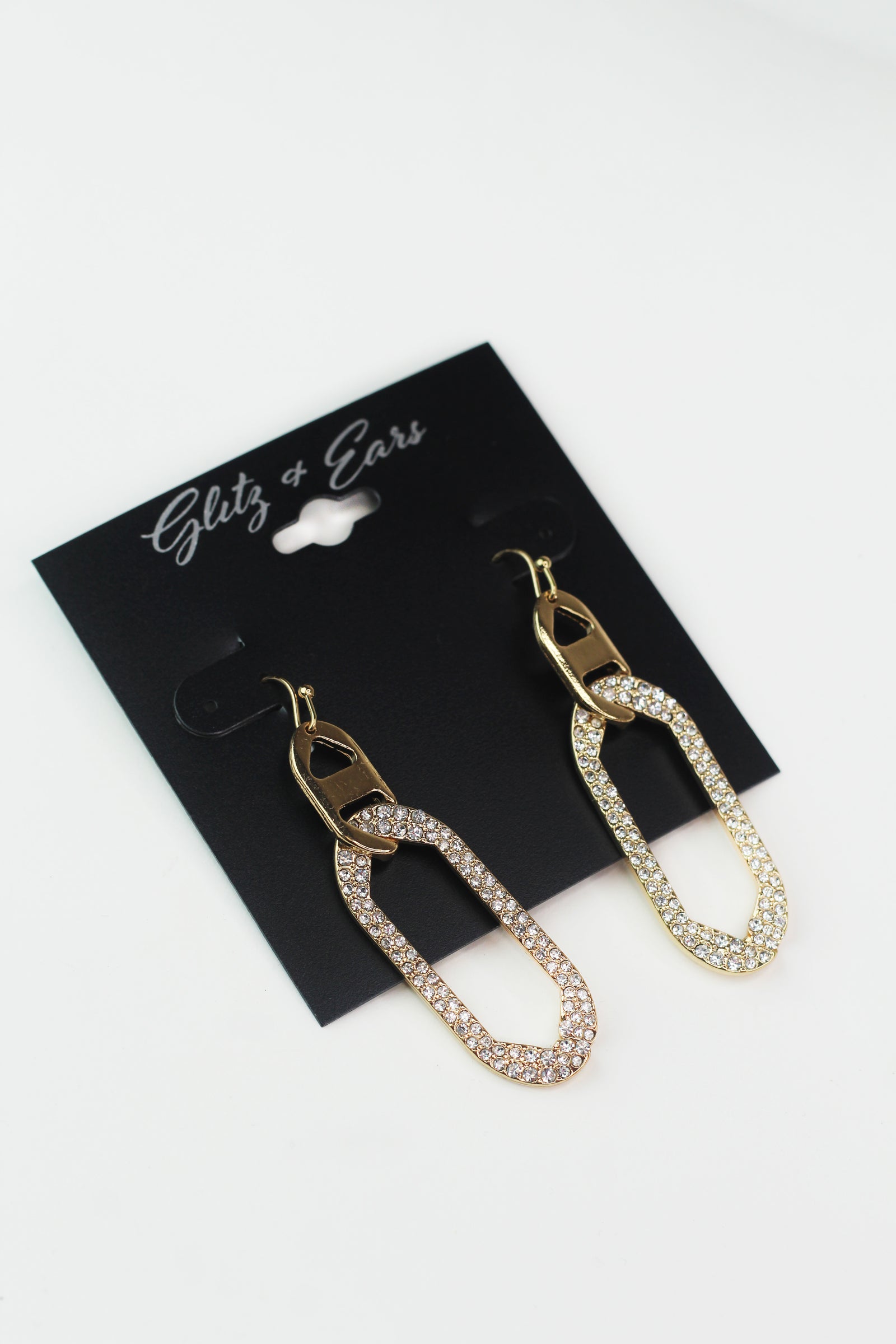 Bottle Cap Rhinestone Open Odd Shape Drop Earring