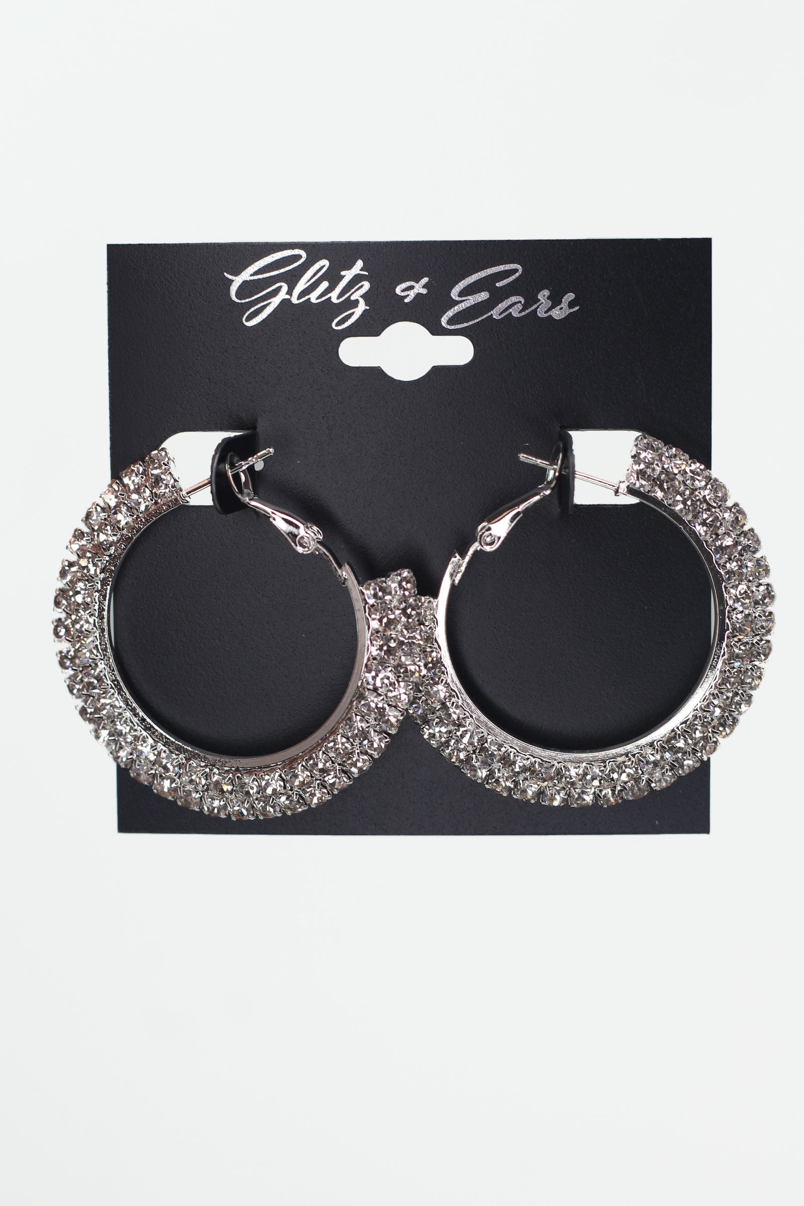 2 Row Outside Rhinestone Earrings
