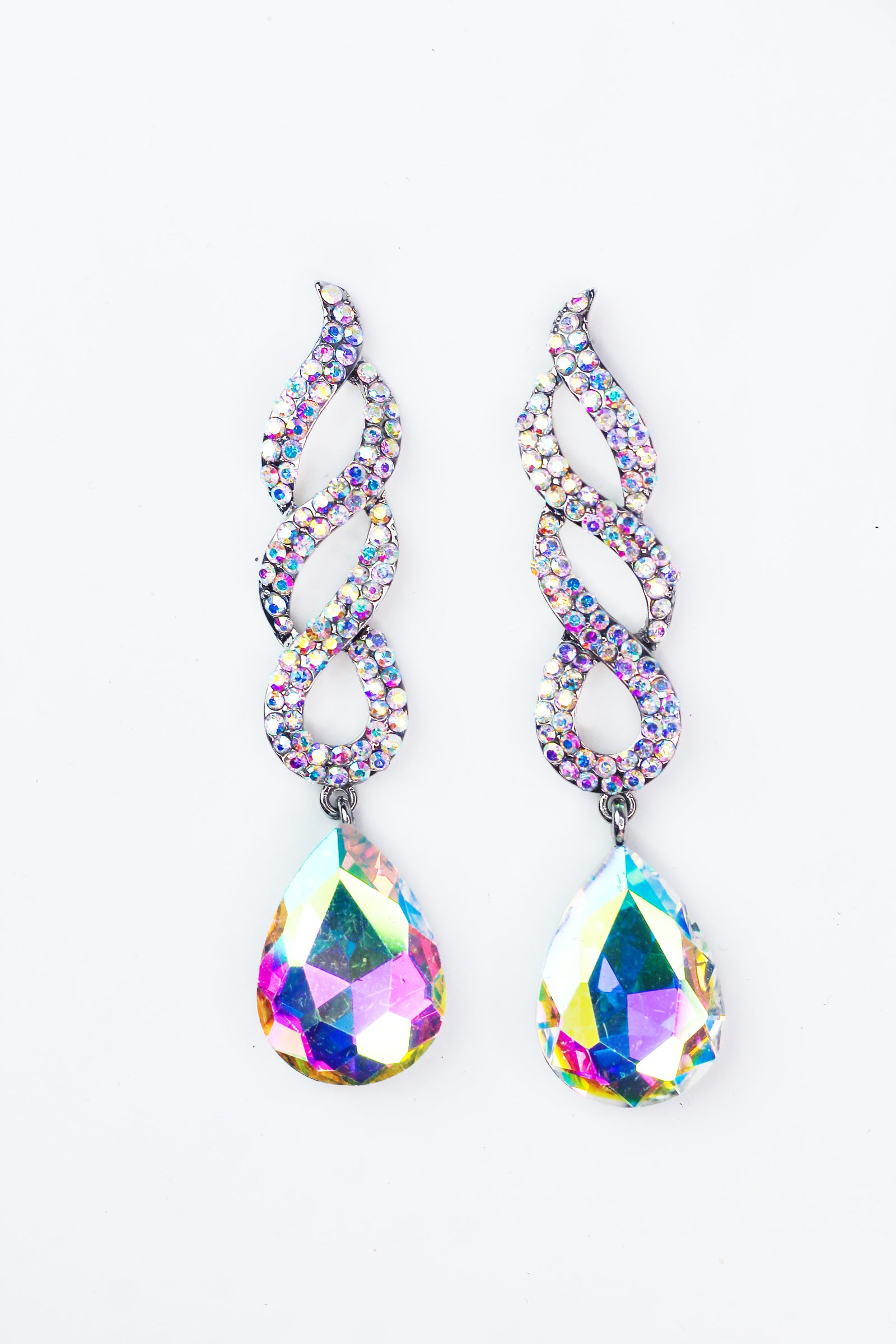 Rhinestone Twist Almond Drop Earrings