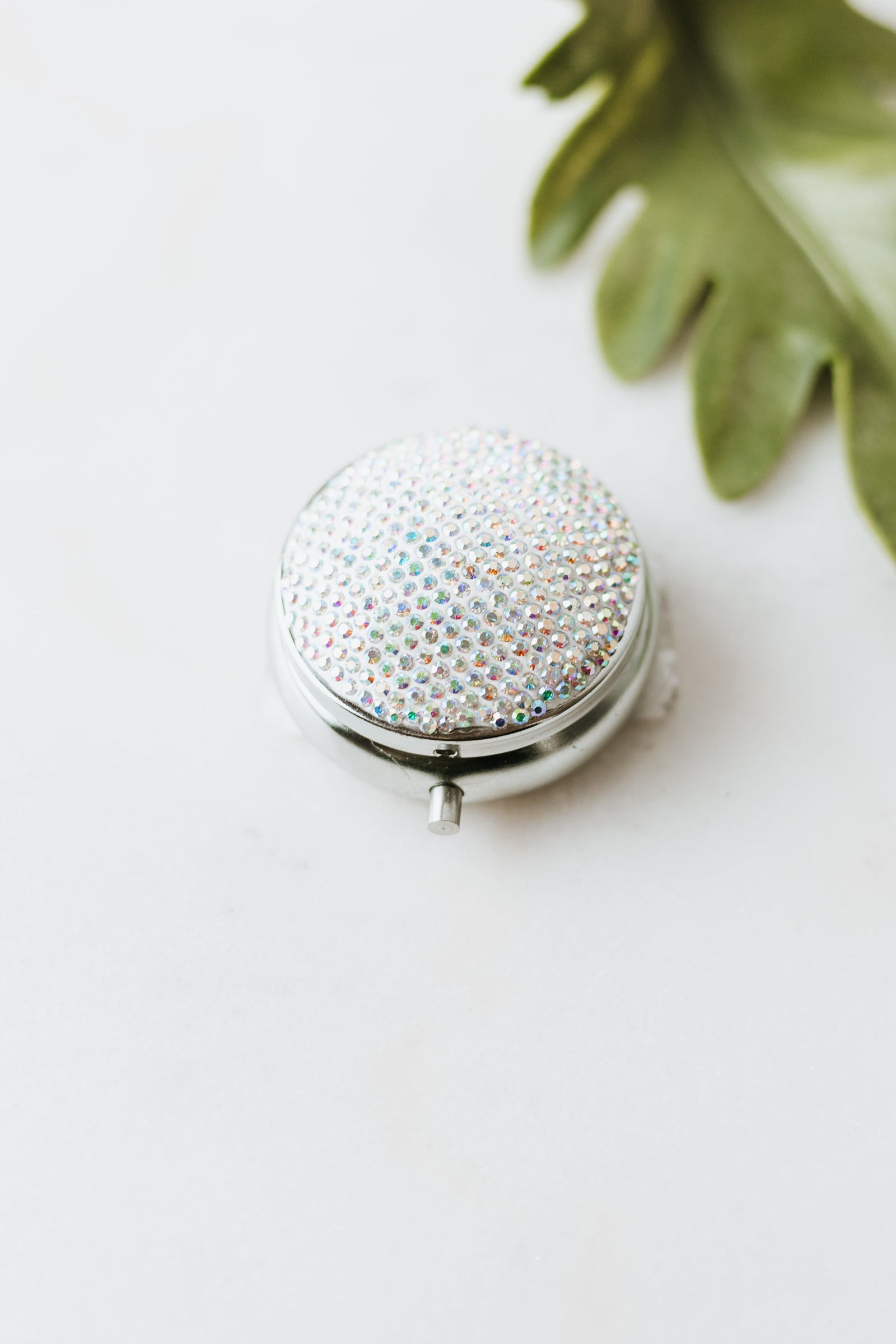 Round Rhinestone Pill Box