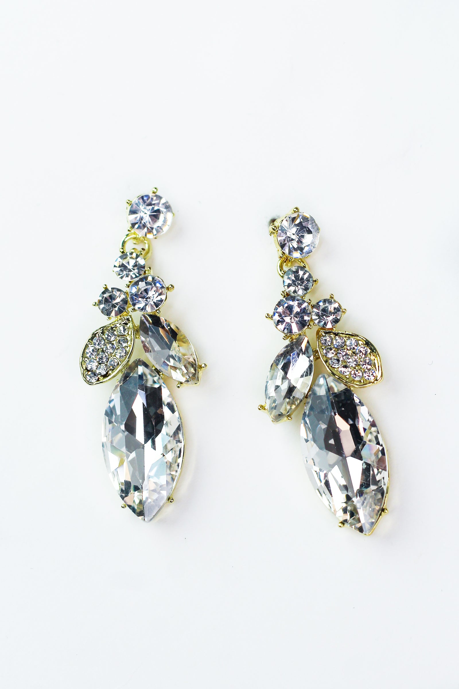 3 Stone Almond & Filled Almond Dangle Earring