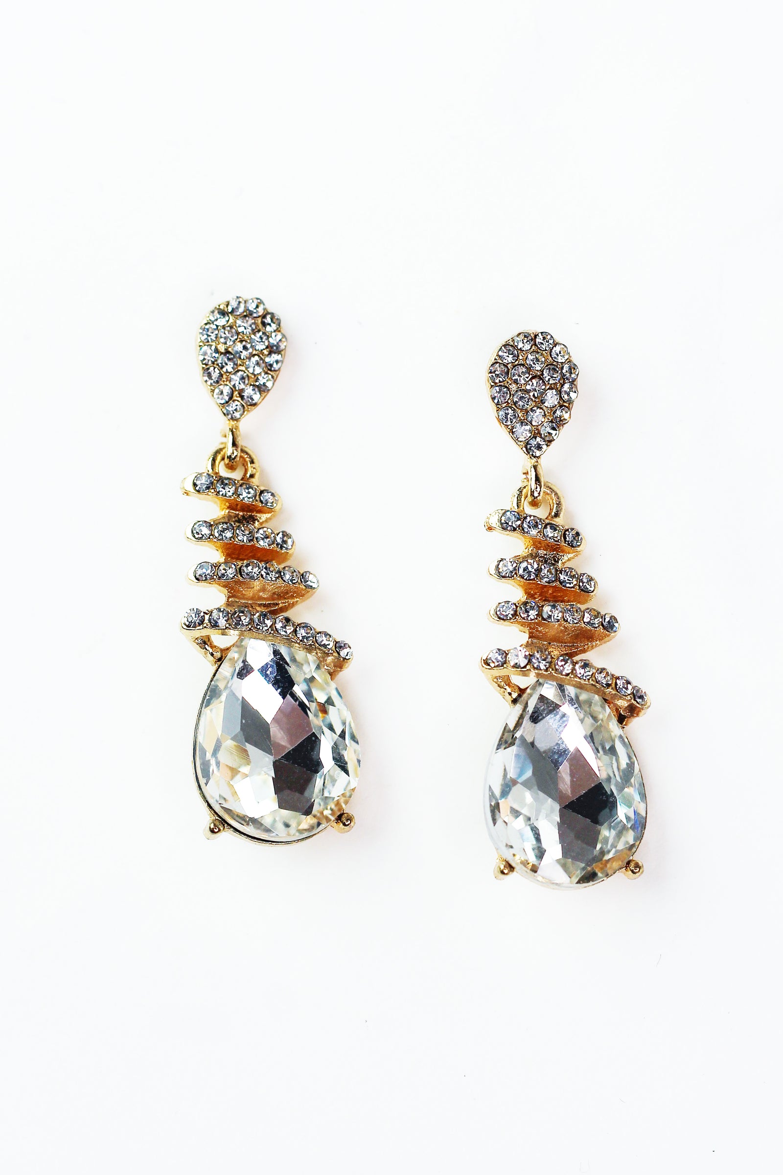 Cascading Rhinestone Over Teardrop Earrings