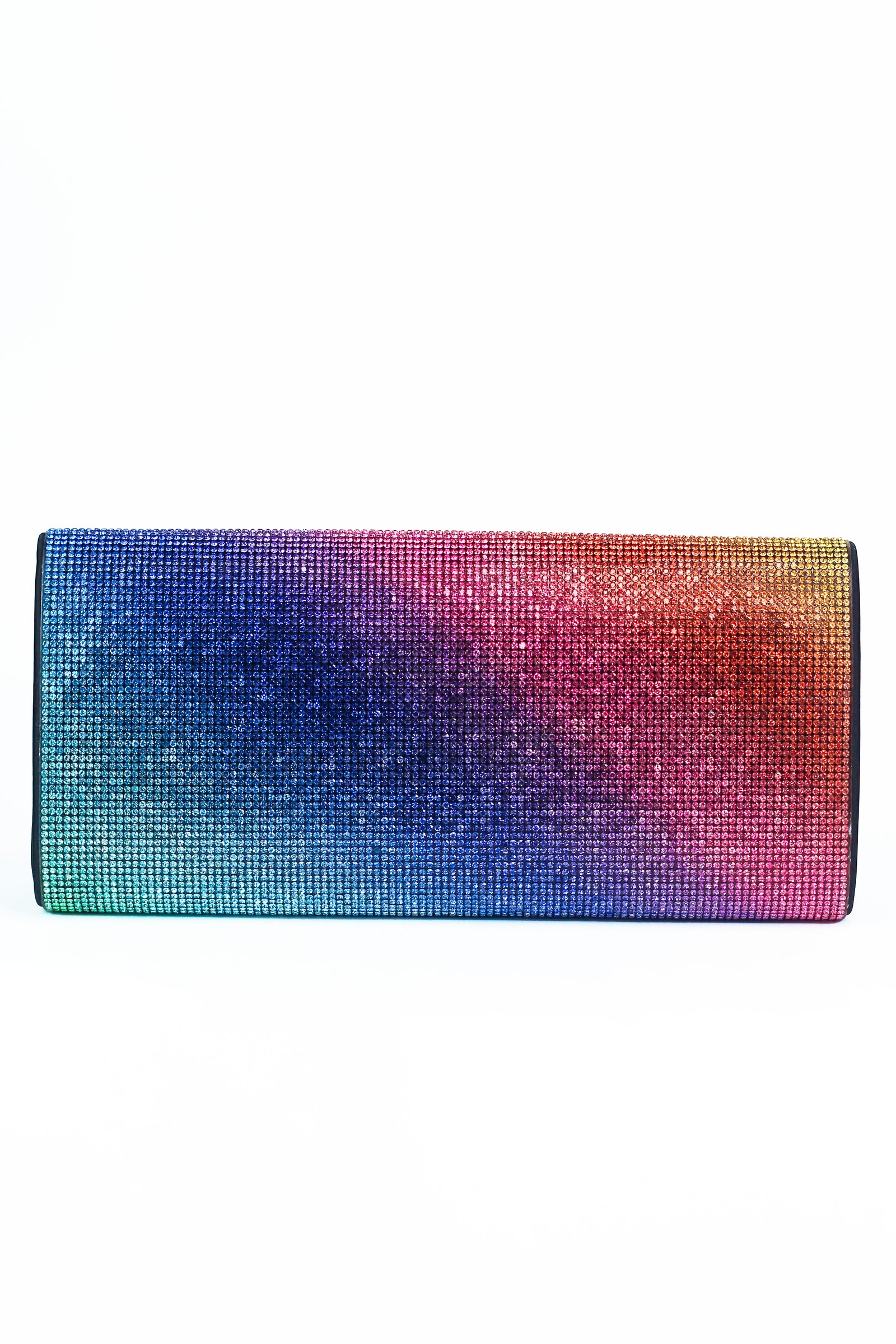 Ombre All Rhinestone Rainbow Flap Clutch