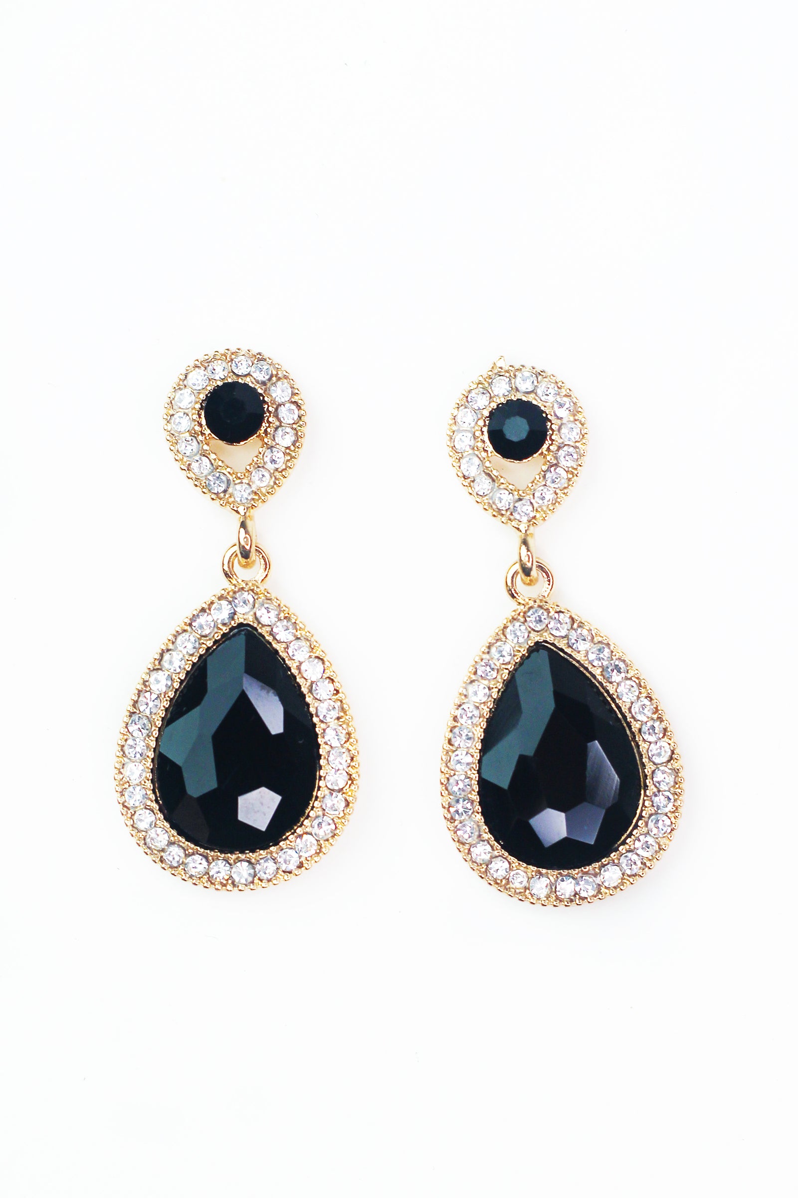 Teardrop & Rhinestone Trim Earring