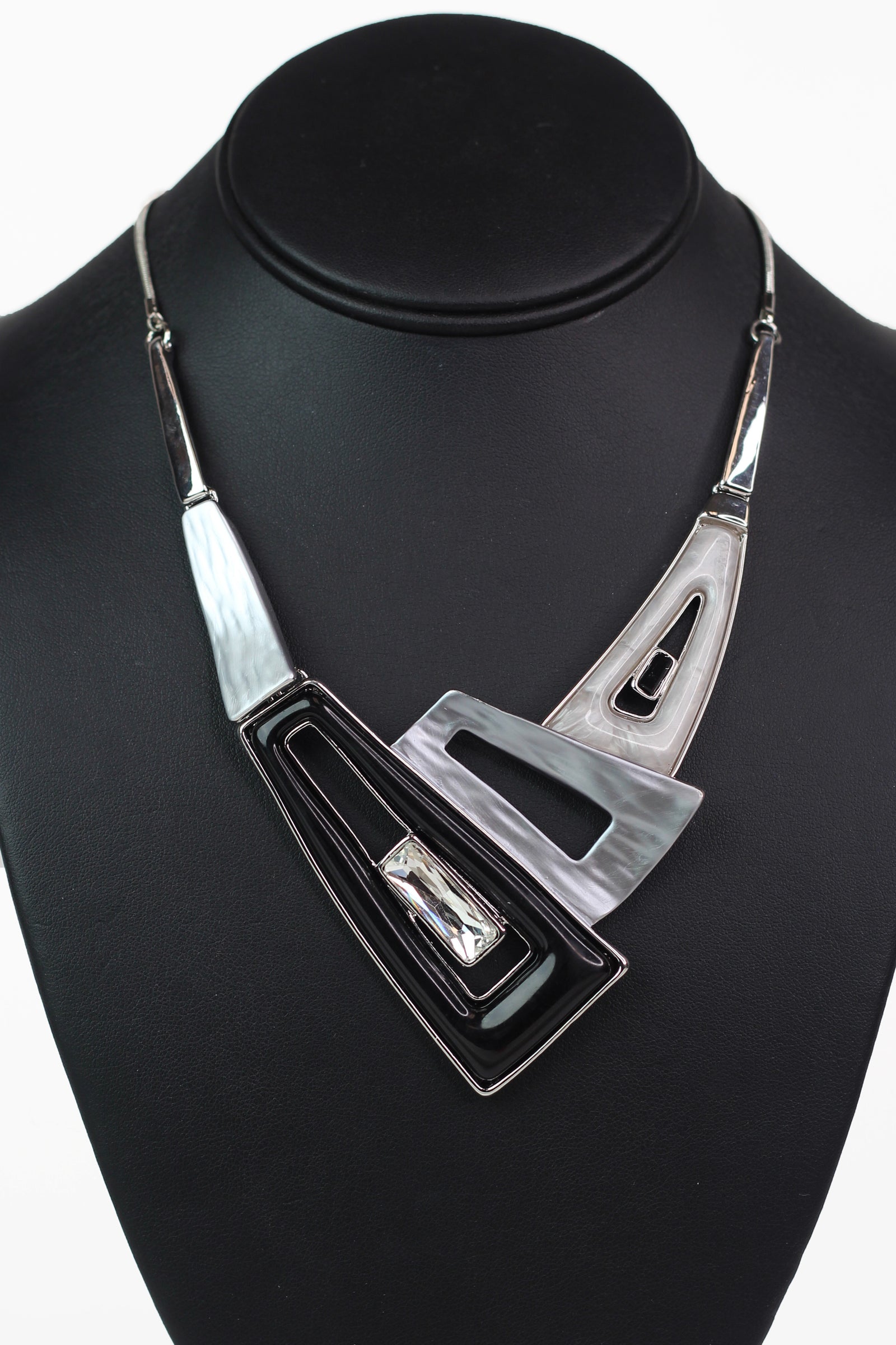 Abstract Rectangles & Rhinestone Necklace