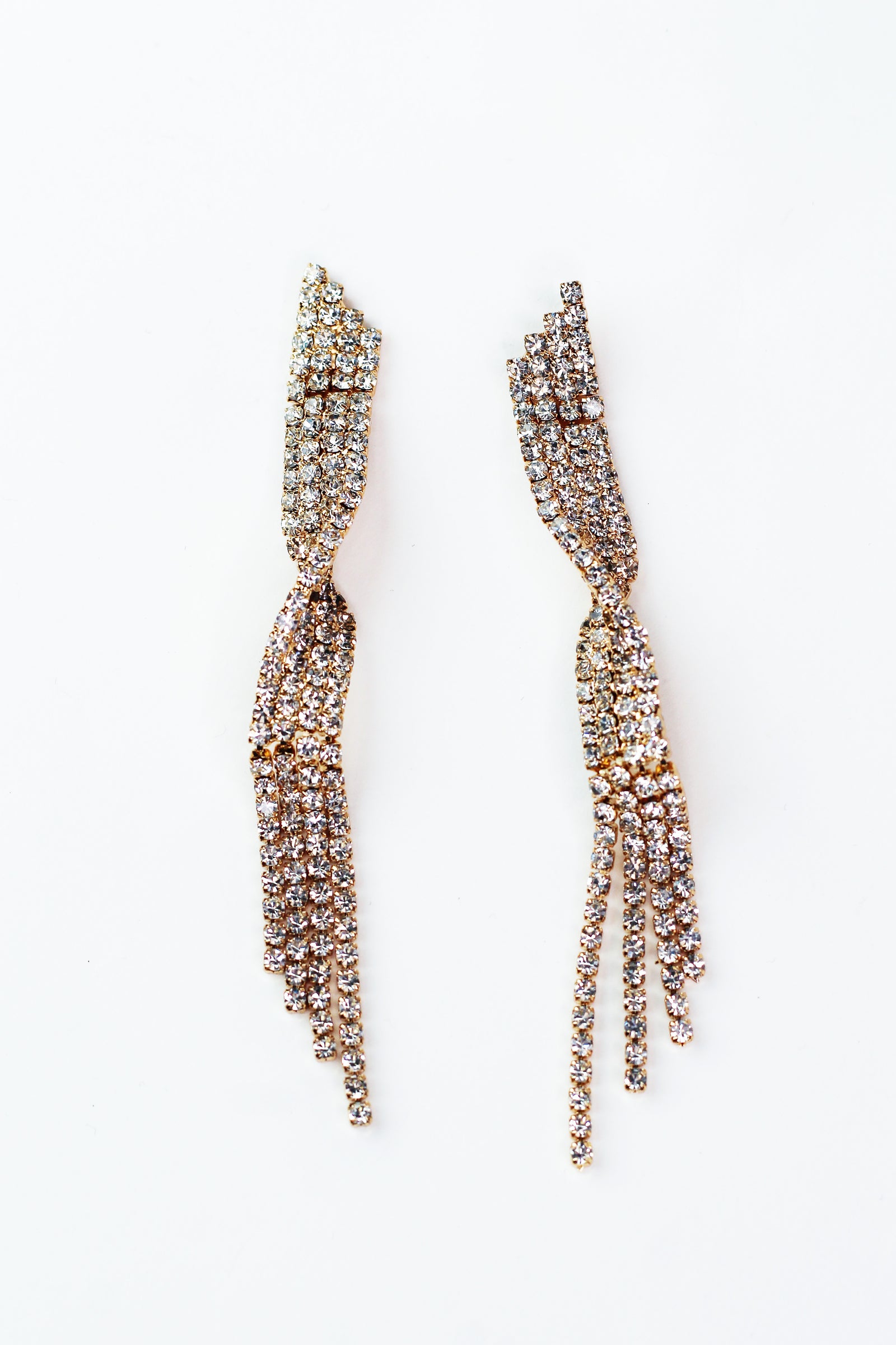 Four Row Crossover Middle Long Dangle Earring