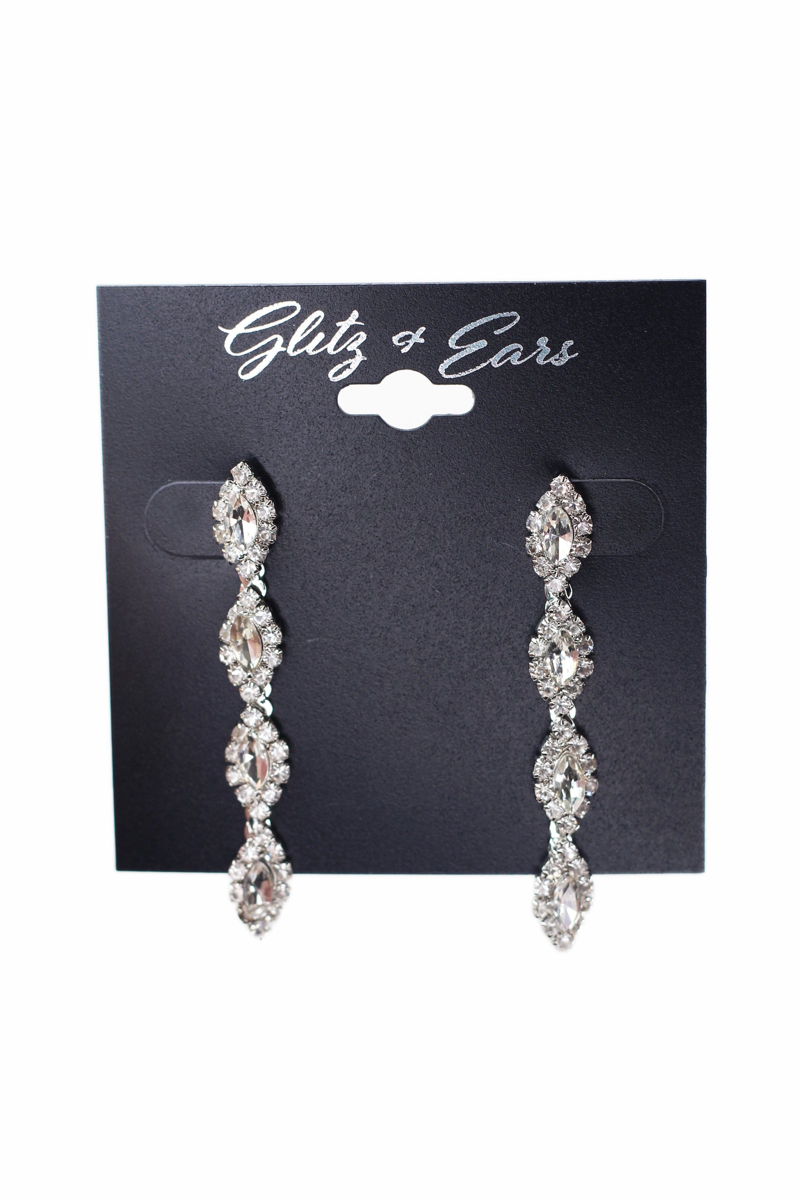 Small 4 Almond & Pave Vertical Rhinestone Earrings