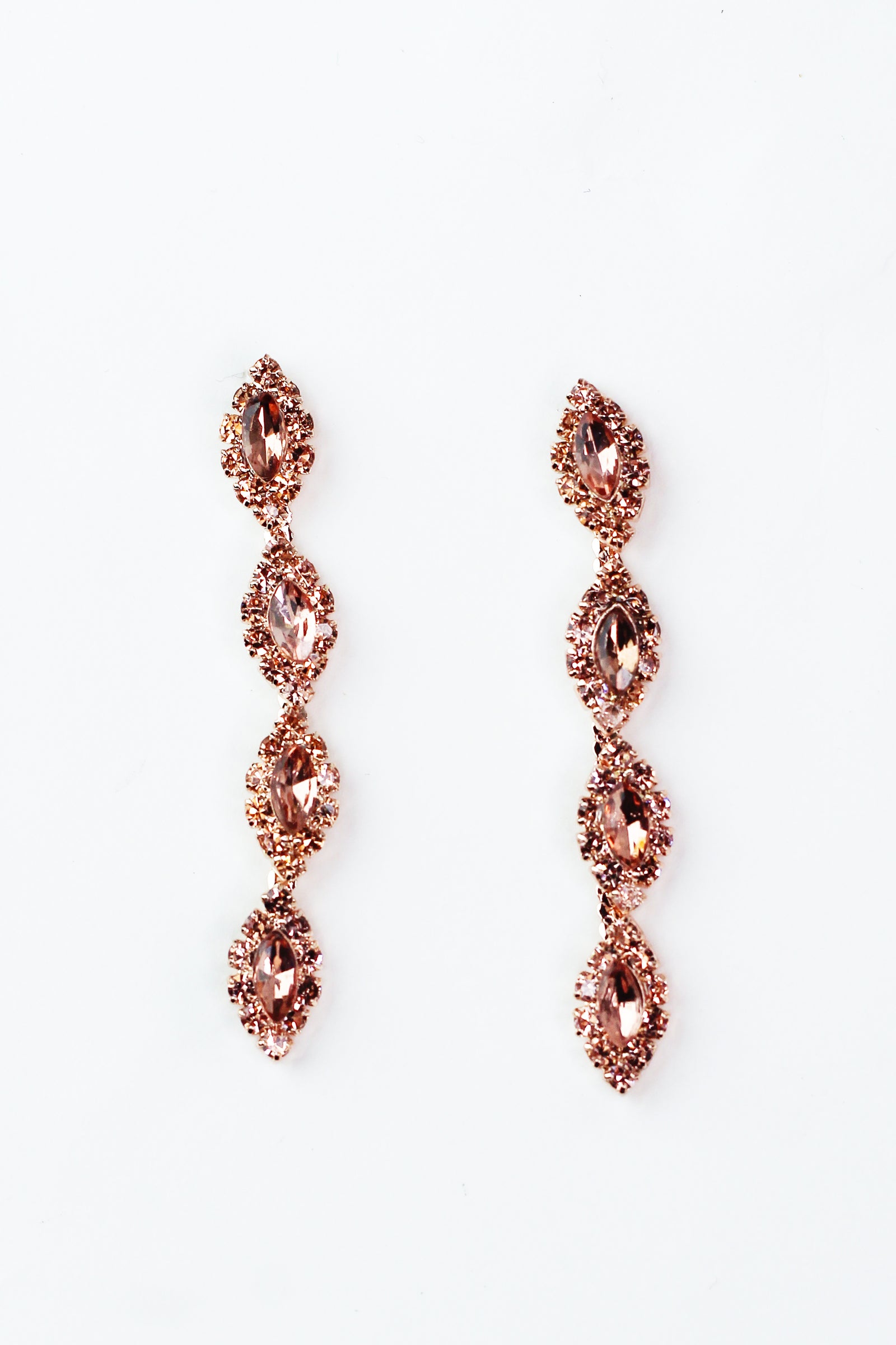 Small 4 Almond & Pave Vertical Rhinestone Earrings