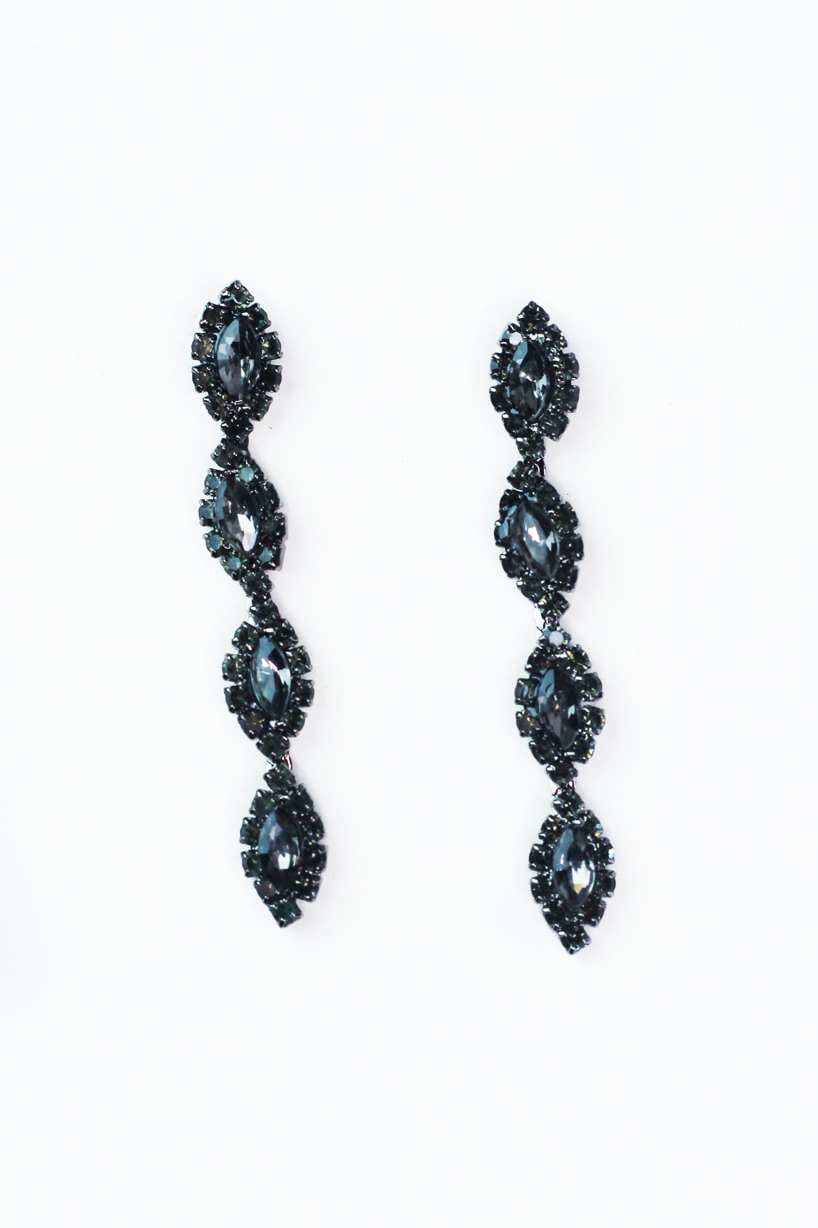 Small 4 Almond & Pave Vertical Rhinestone Earrings