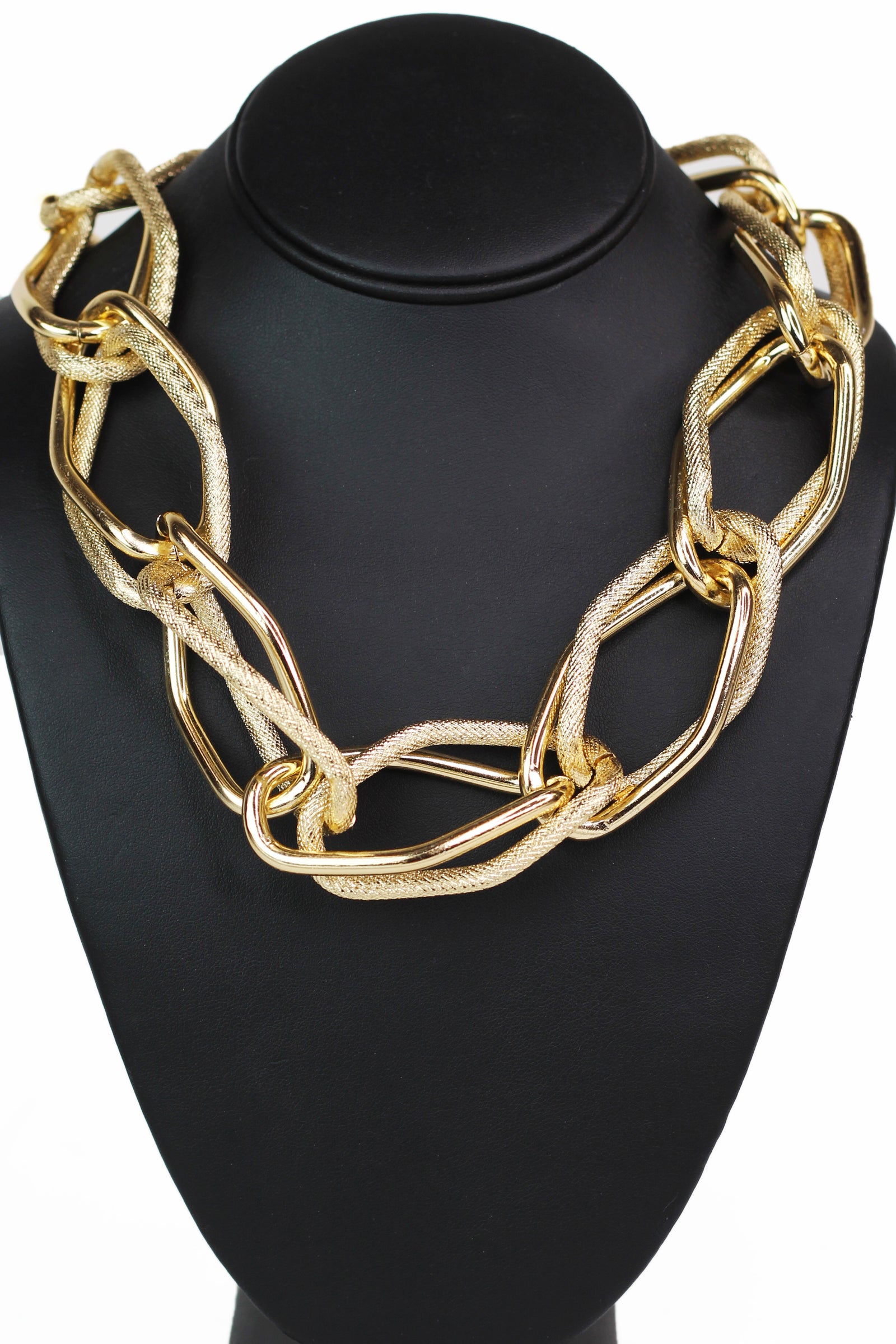 Chunky Mixed Textured Chain Link Necklace