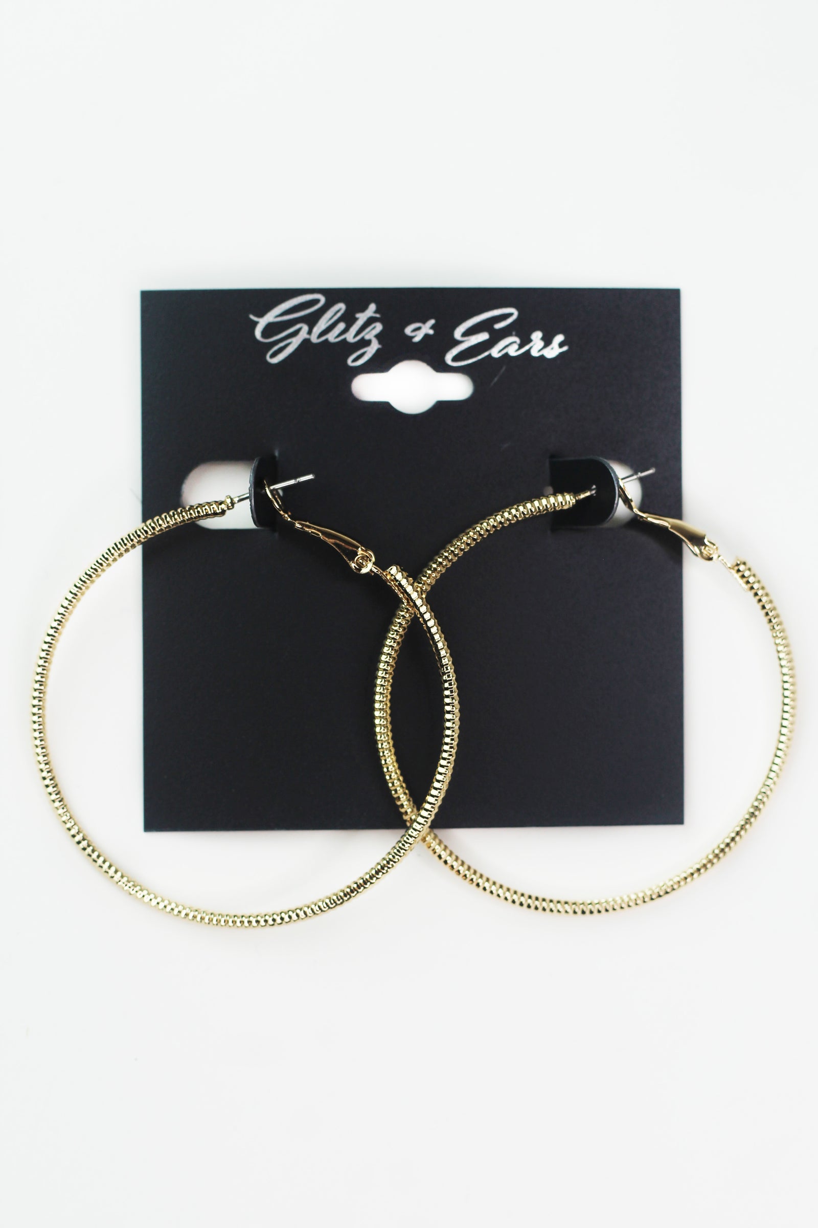 Medium Textured Lever Back Hoop Earrings