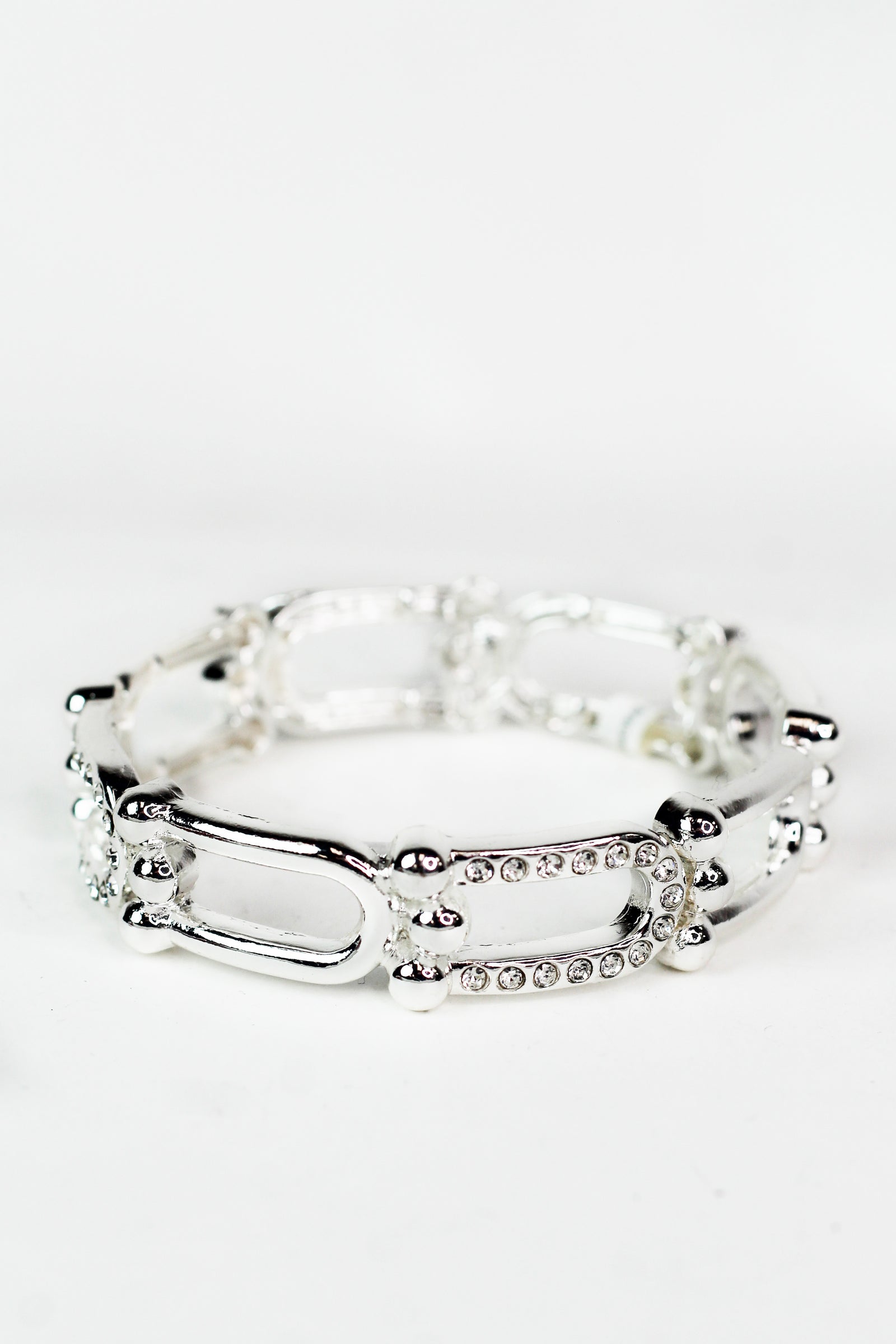 Pave Accented U-Link Stretch Bracelet