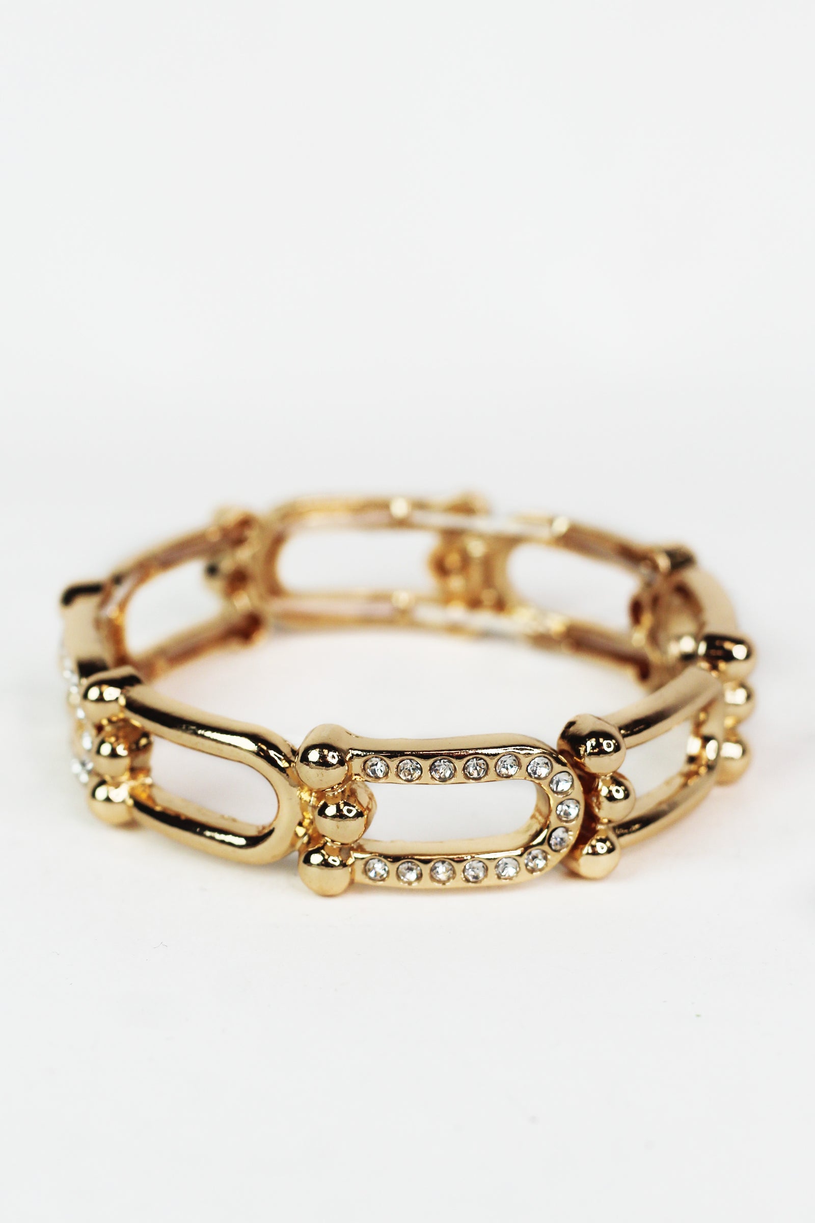 Pave Accented U-Link Stretch Bracelet