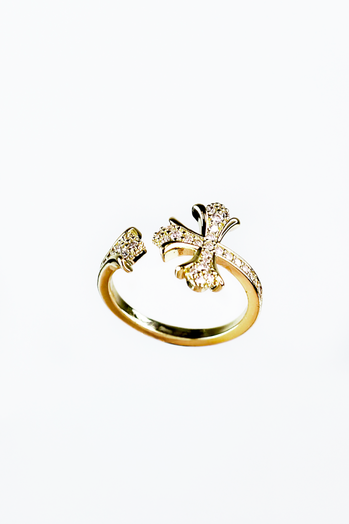 Pave Pointed Cross Ring