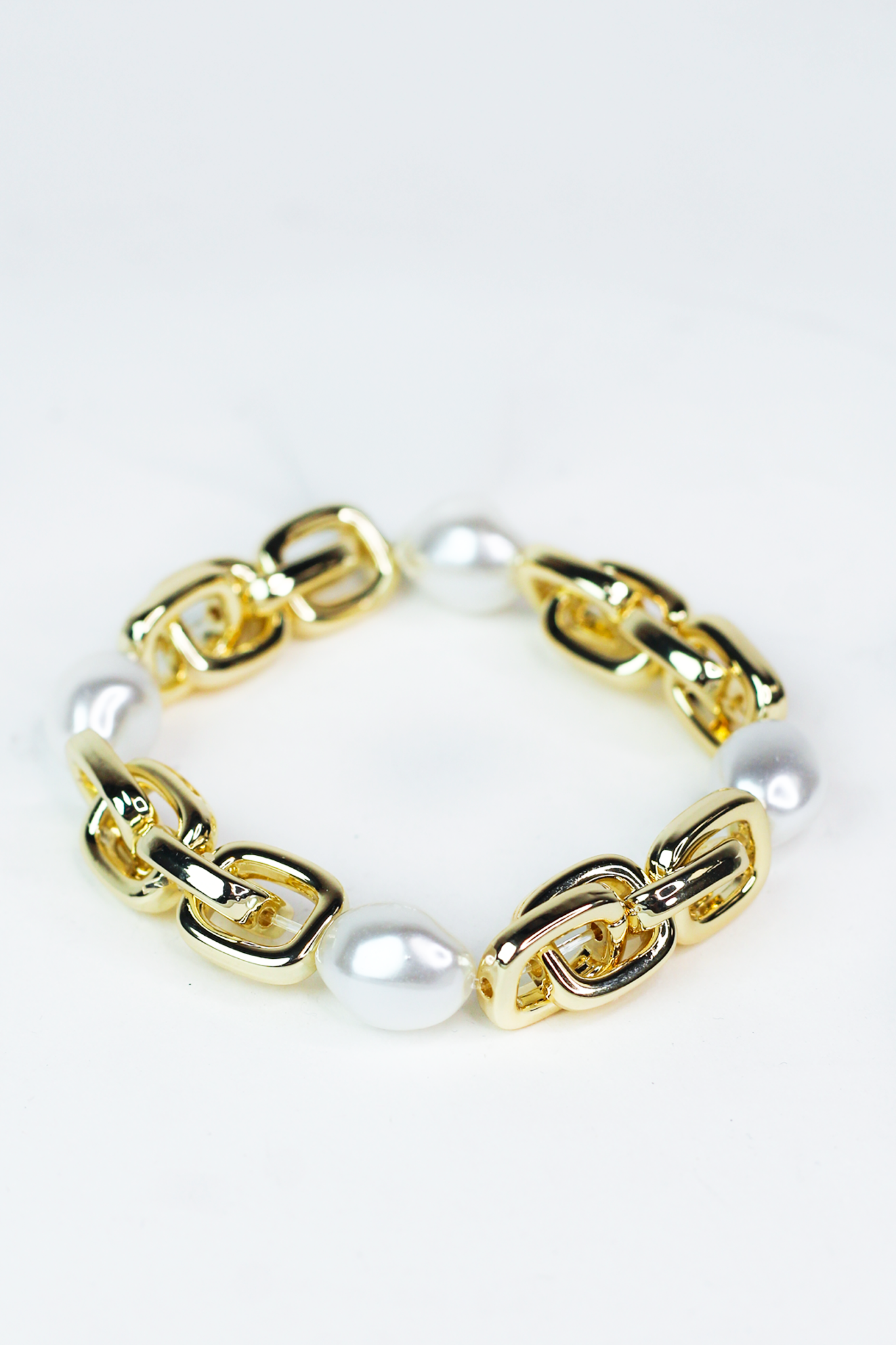 Chain Link & Pearls Stretch Bracelet