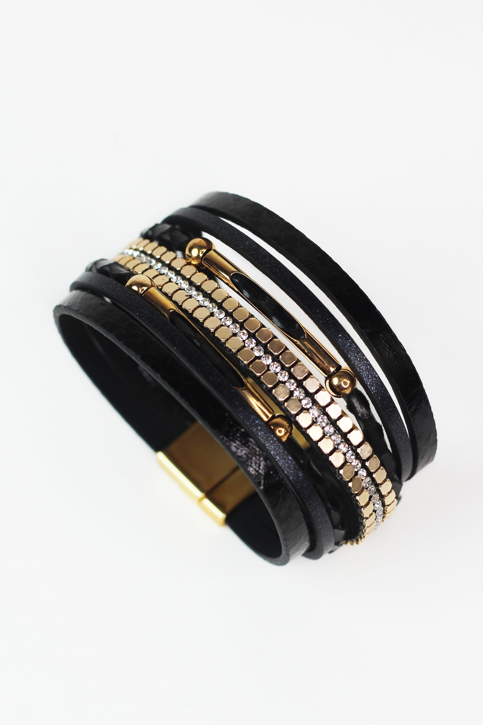 Strips Stones & Metal Sliders Magnetic Bracelet