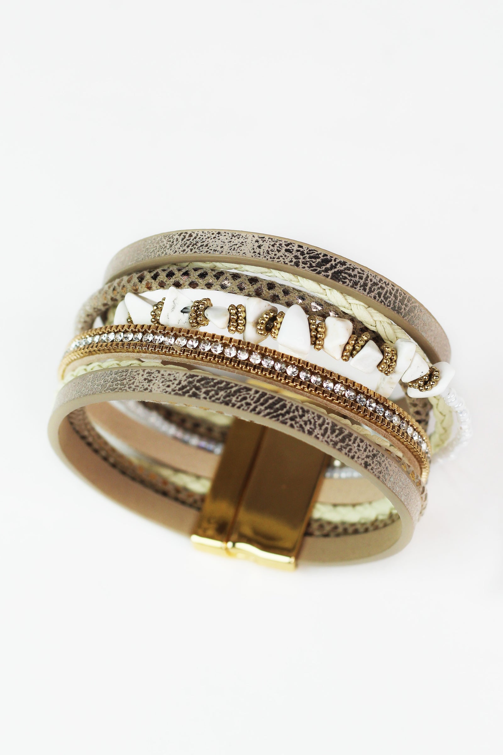 Strips Beads & Stones Magnetic Bracelet