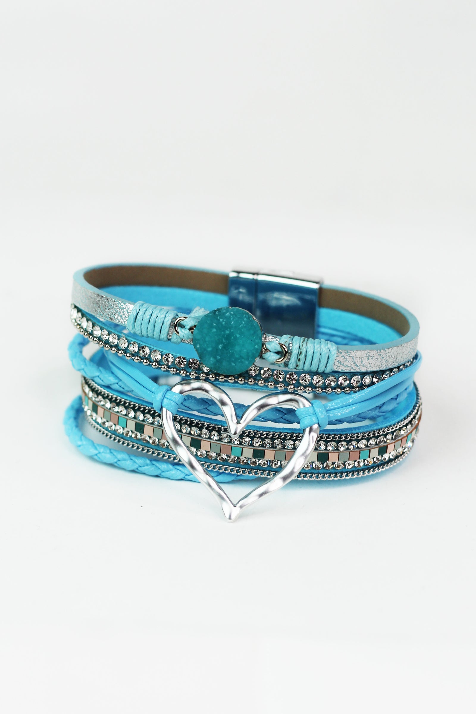 Strips & Stones Magnetic Bracelet w/ Heart Center