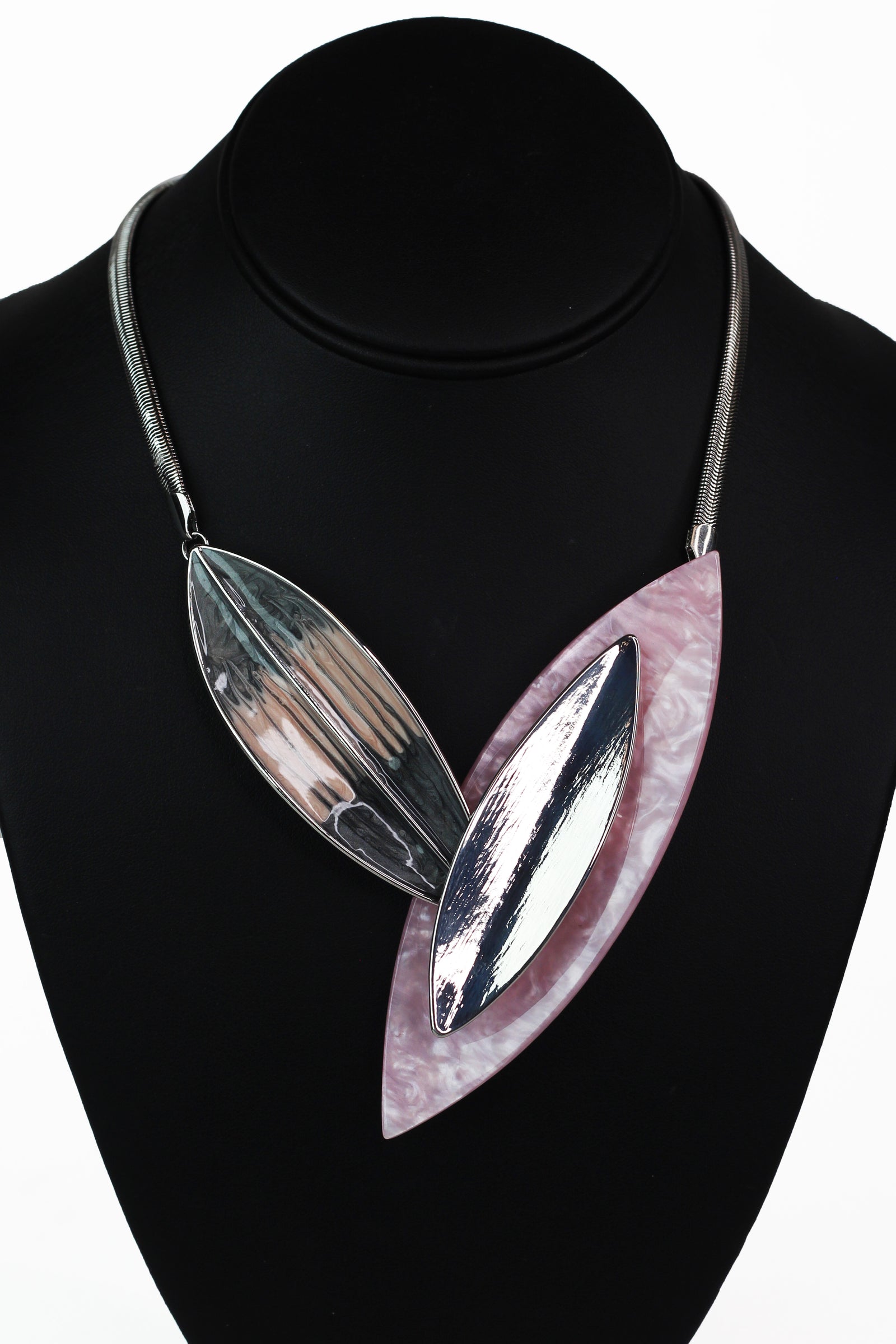 Multicolor Abstract Leaves Statement Necklace