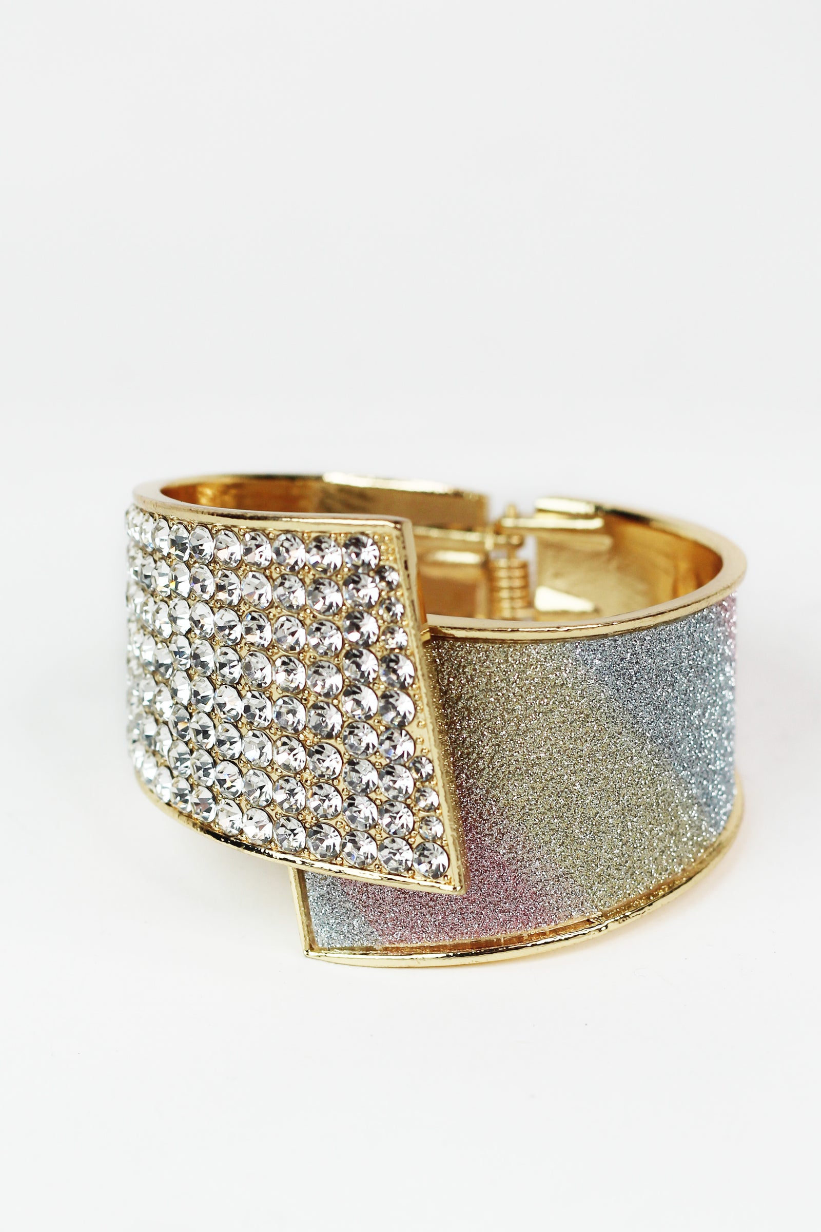 Half Rhinestone Half Vinyl Overlapping Cuff