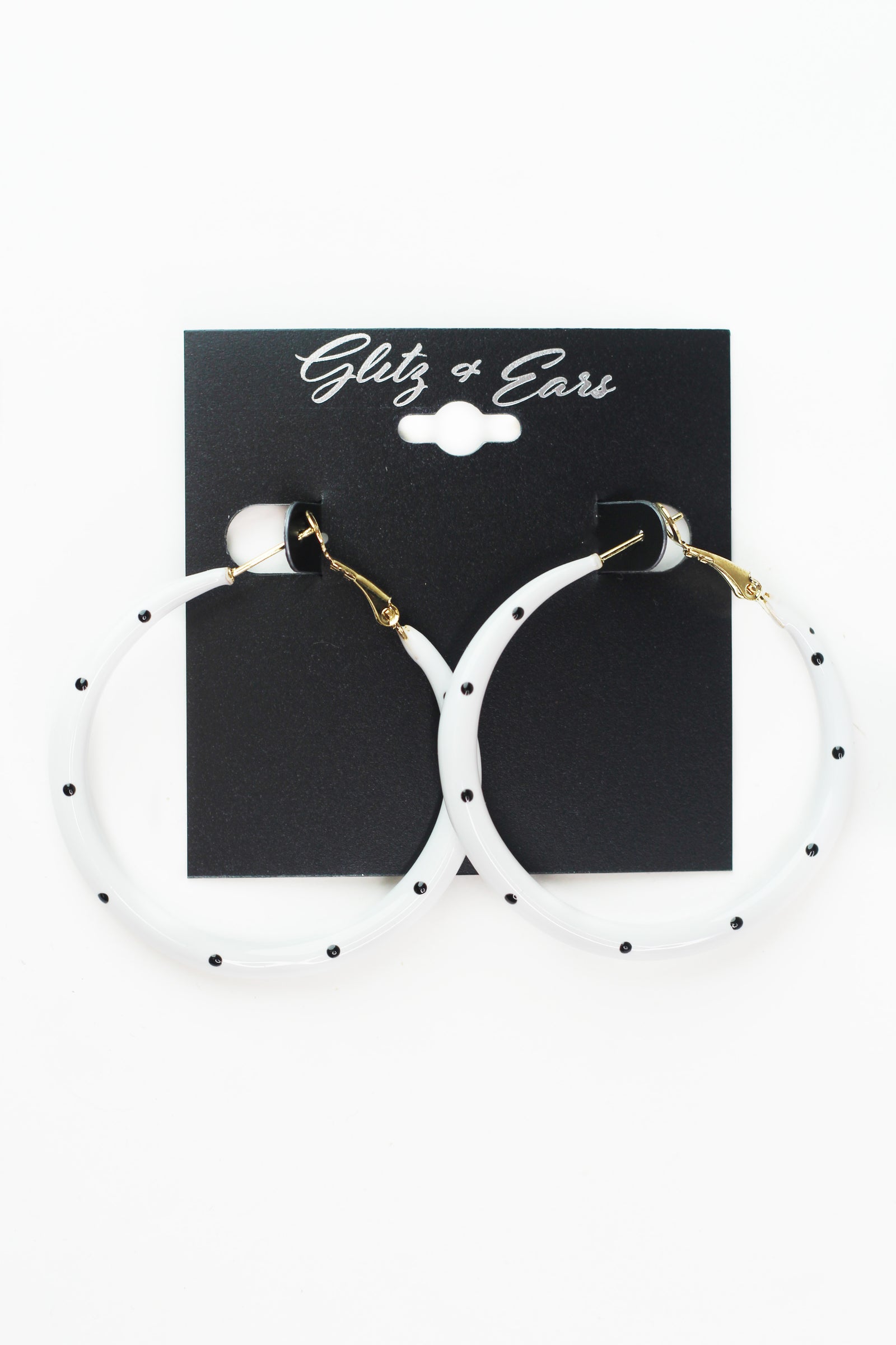 Polka Dot Lever Back Hoop Earrings